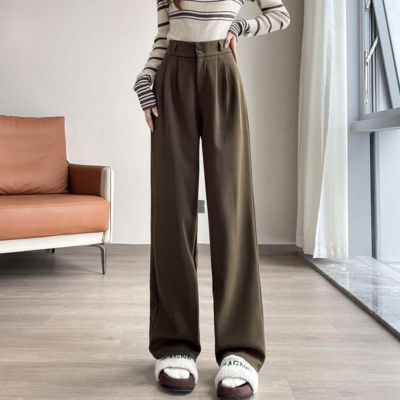 High Waist Plain Wide Leg Sweatpants (Various Designs) Product Image