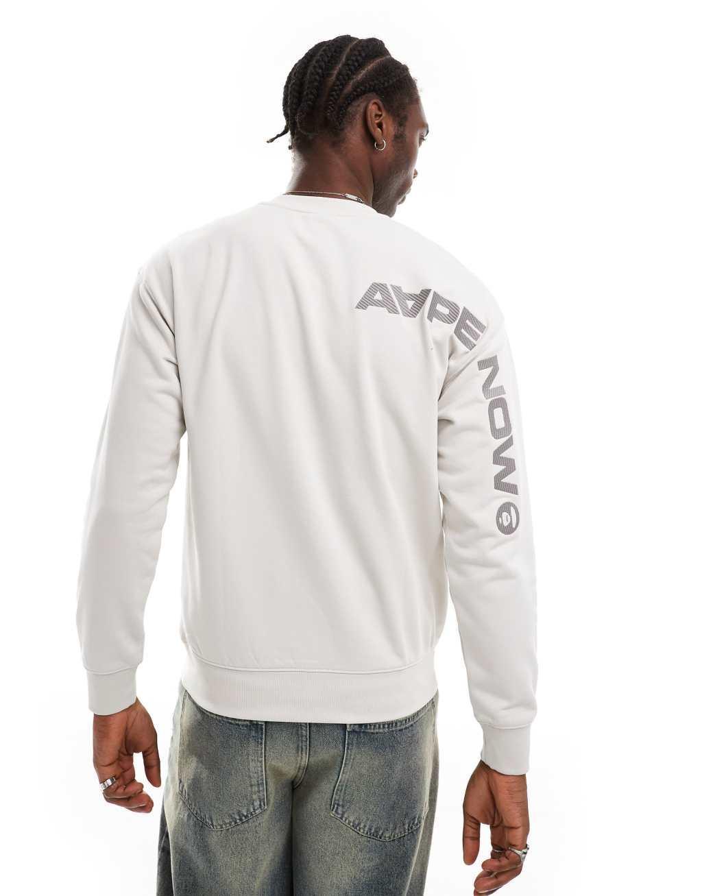 Aape by A Bathing Ape logo knit sweater in gray Product Image