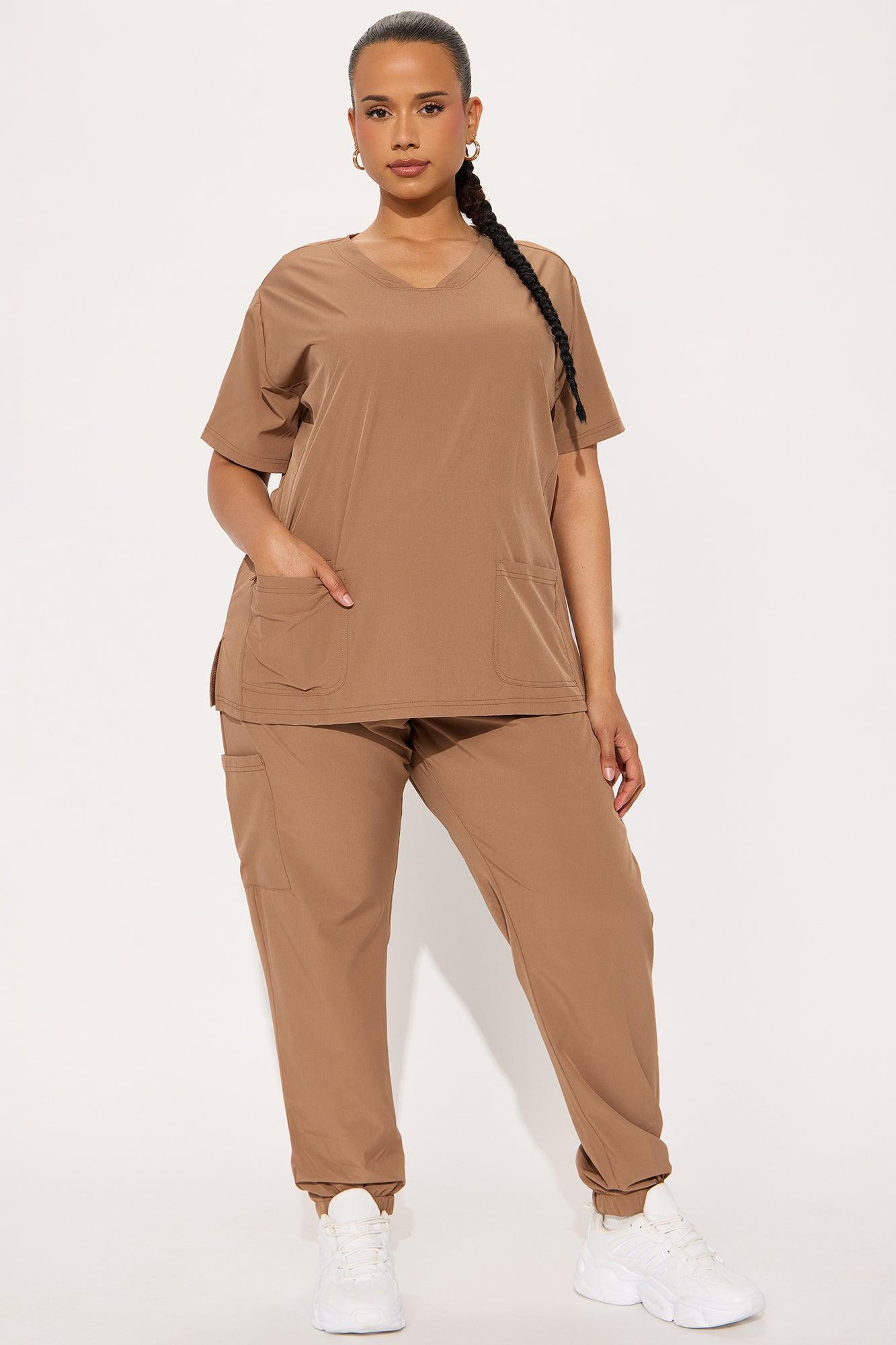 Care For You 4 Way Stretch Scrub Uniform Jogger Set - Chocolate Female Product Image