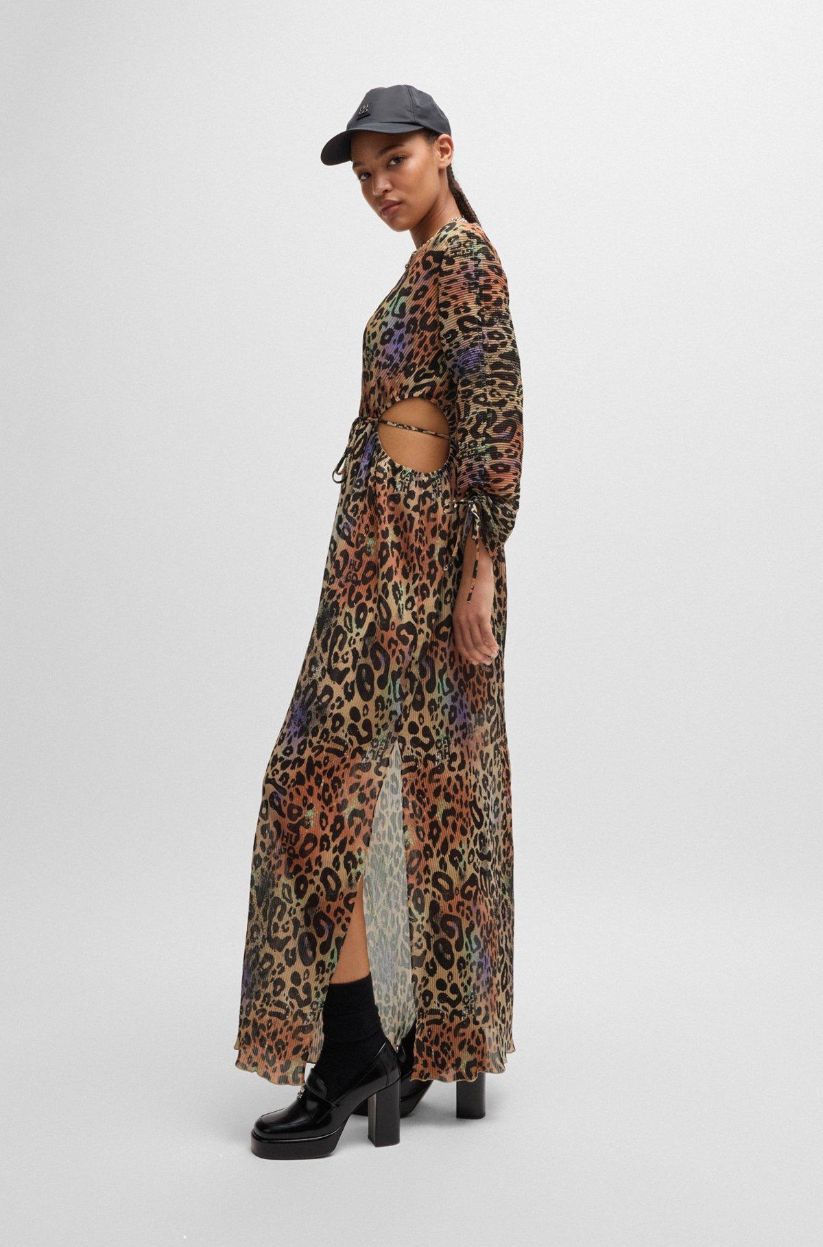 Animal-print plissé dress with cut-out details Product Image