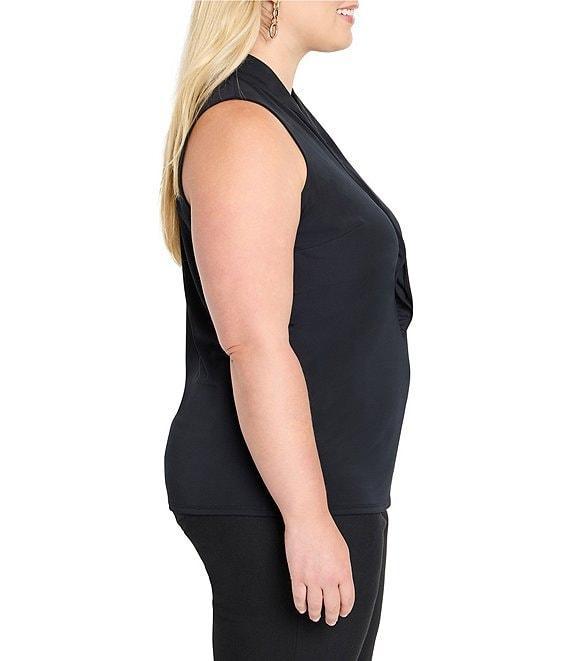 NIC + ZOE Plus Size Knit Crepe Ruffle Neck Sleeveless Tank Product Image