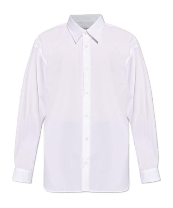 DRIES VAN NOTEN Lapel Long-sleeved Shirt In White Product Image