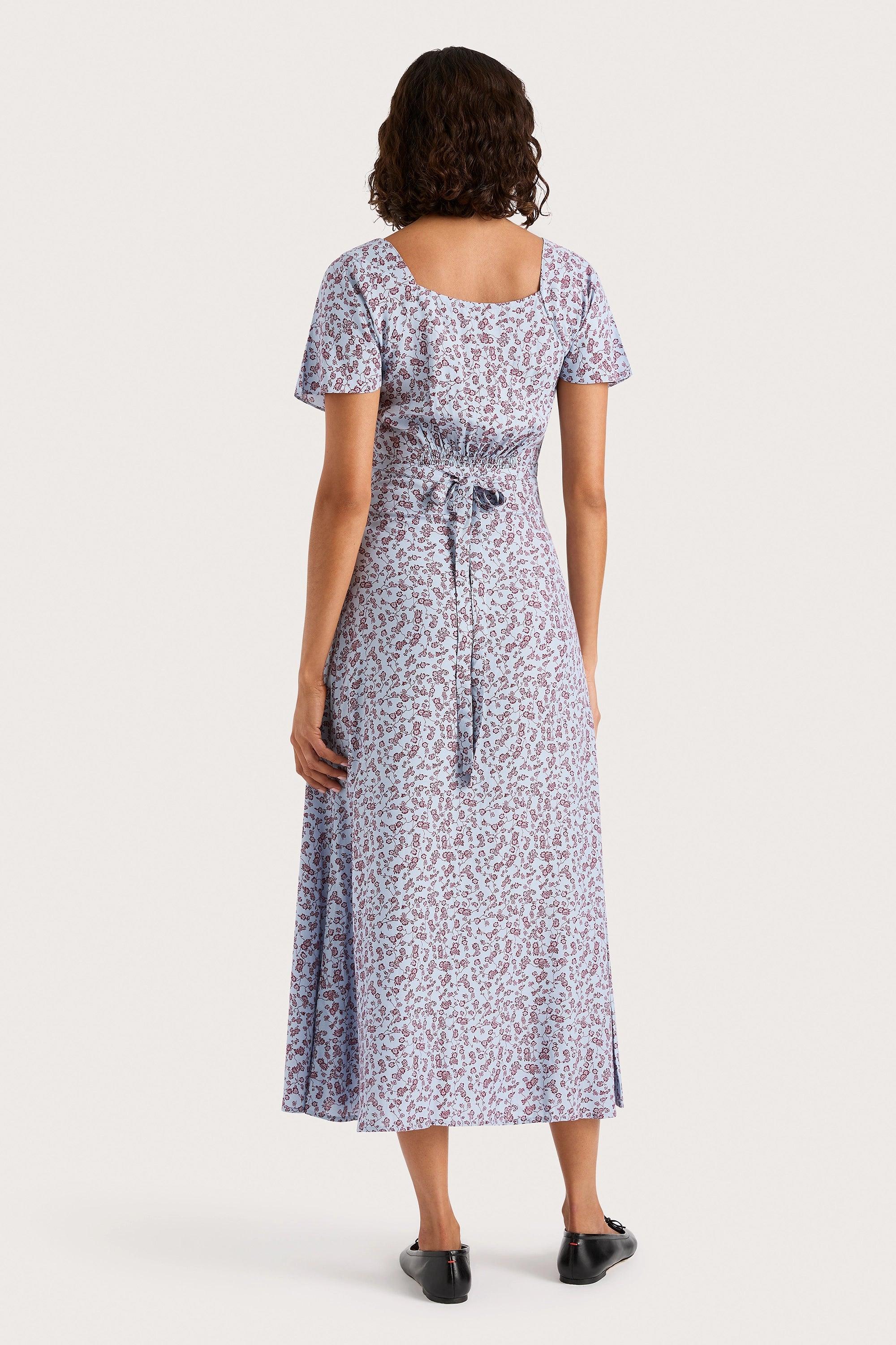 Aurelia Midi Dress Amaryllis Floral Blue - Final Sale Product Image