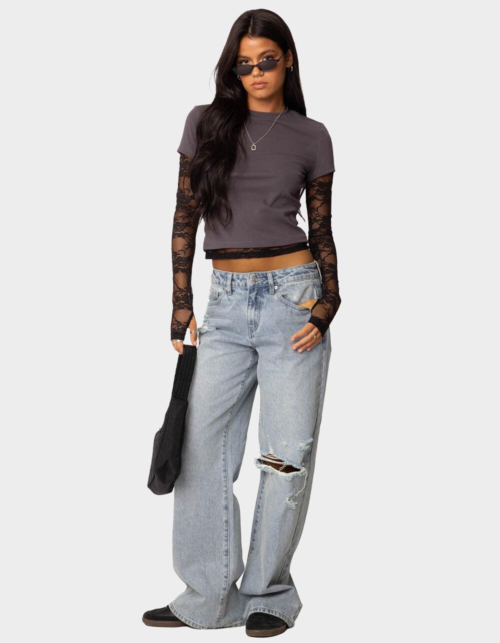 EDIKTED Adam Distressed Wide Leg Jeans Product Image