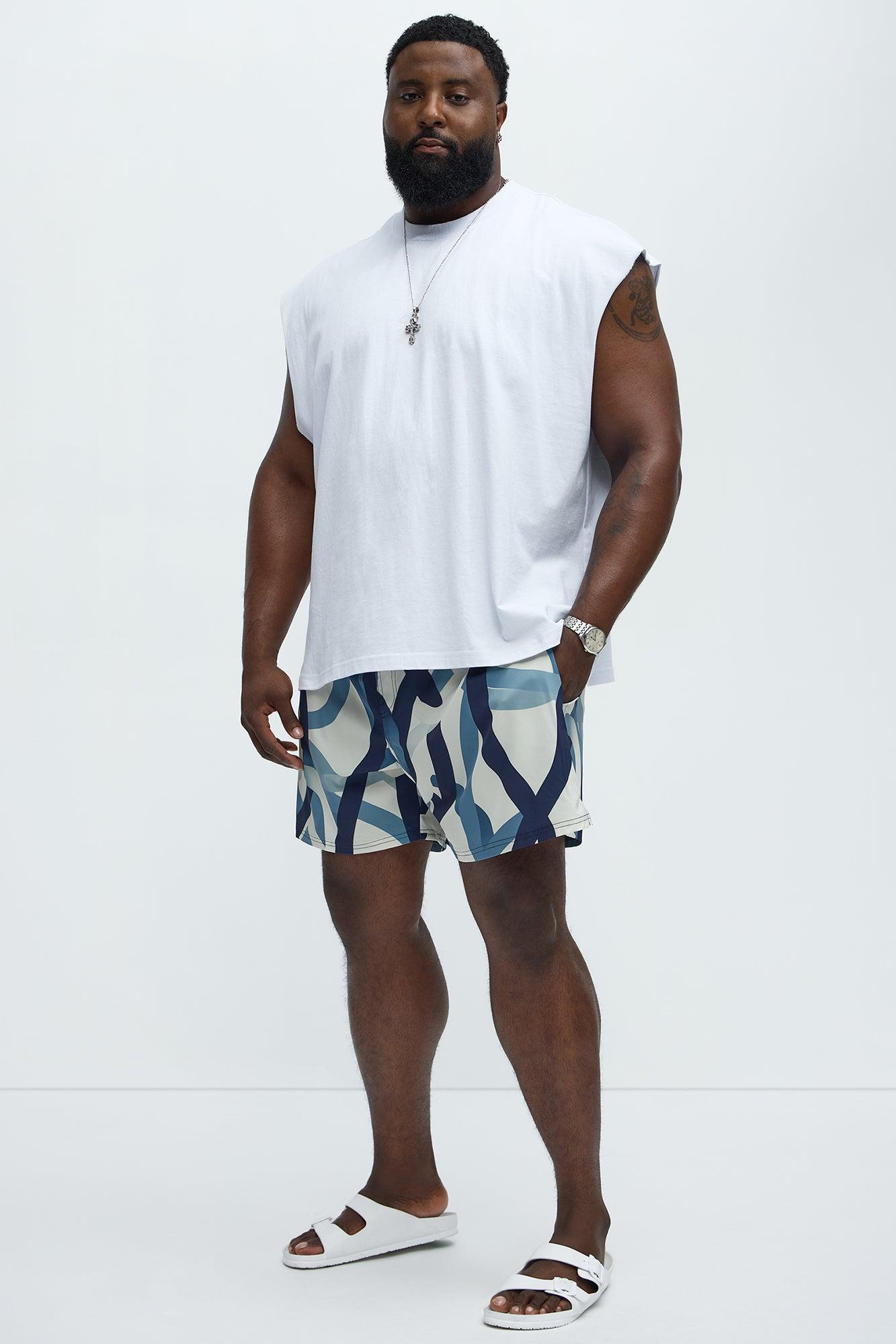 Ibiza Abstract Swim Mid Trunk - Blue/combo Product Image