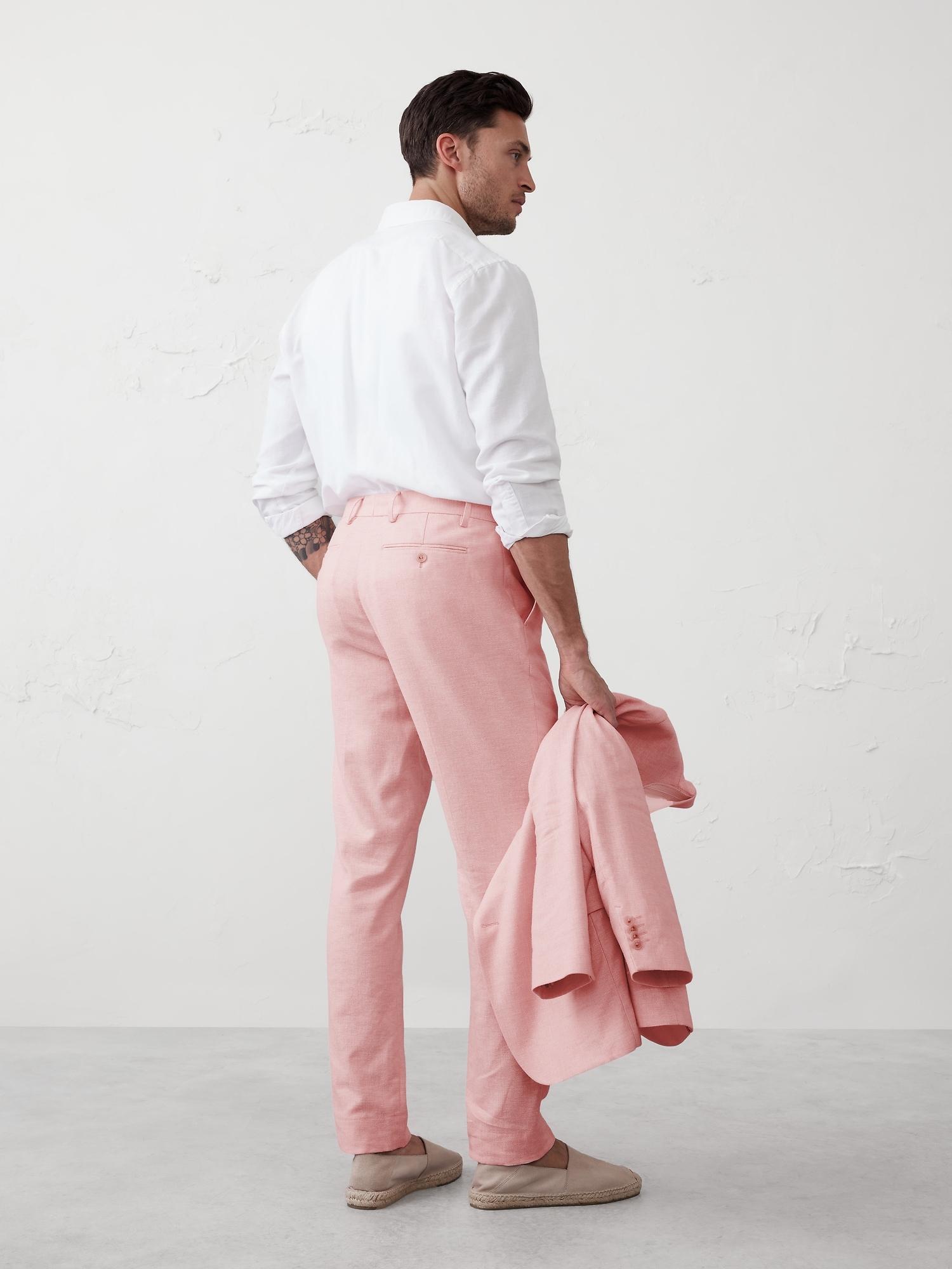 Tailored-Fit Linen-Blend Herringbone Suit Trouser Product Image