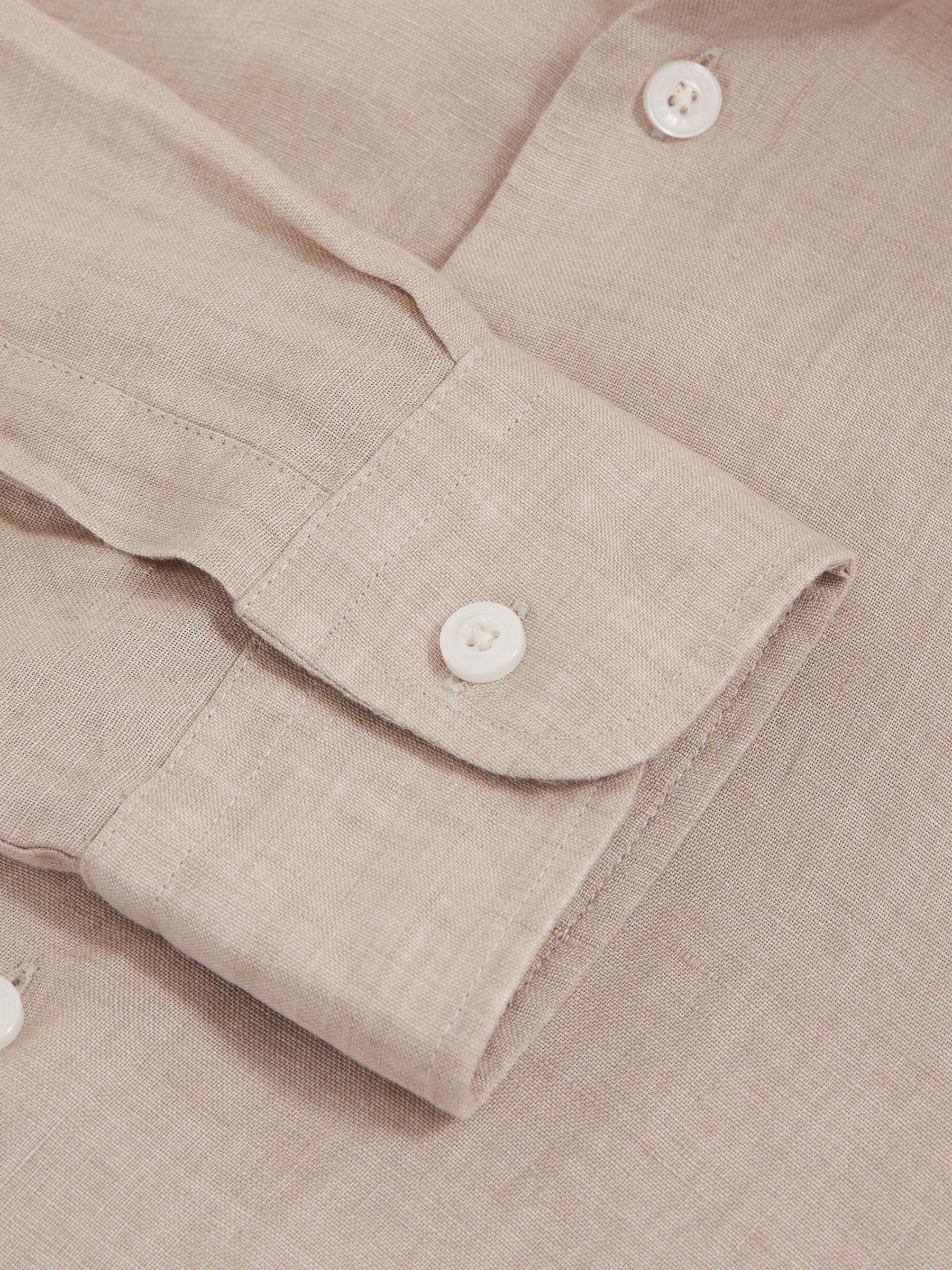 Linen Button-Through Shirt in Mink Brown Product Image