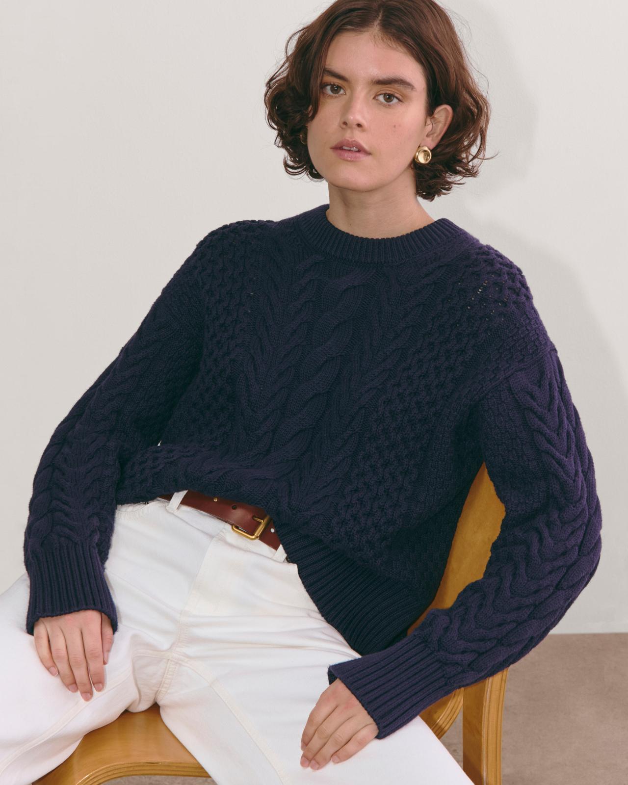 Womens Cable Sweater in Everyday Cotton by Everlane Product Image