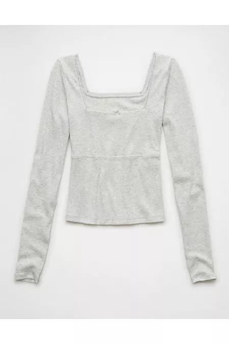 AE Square Neck Lace Long-Sleeve T-Shirt Womens Product Image