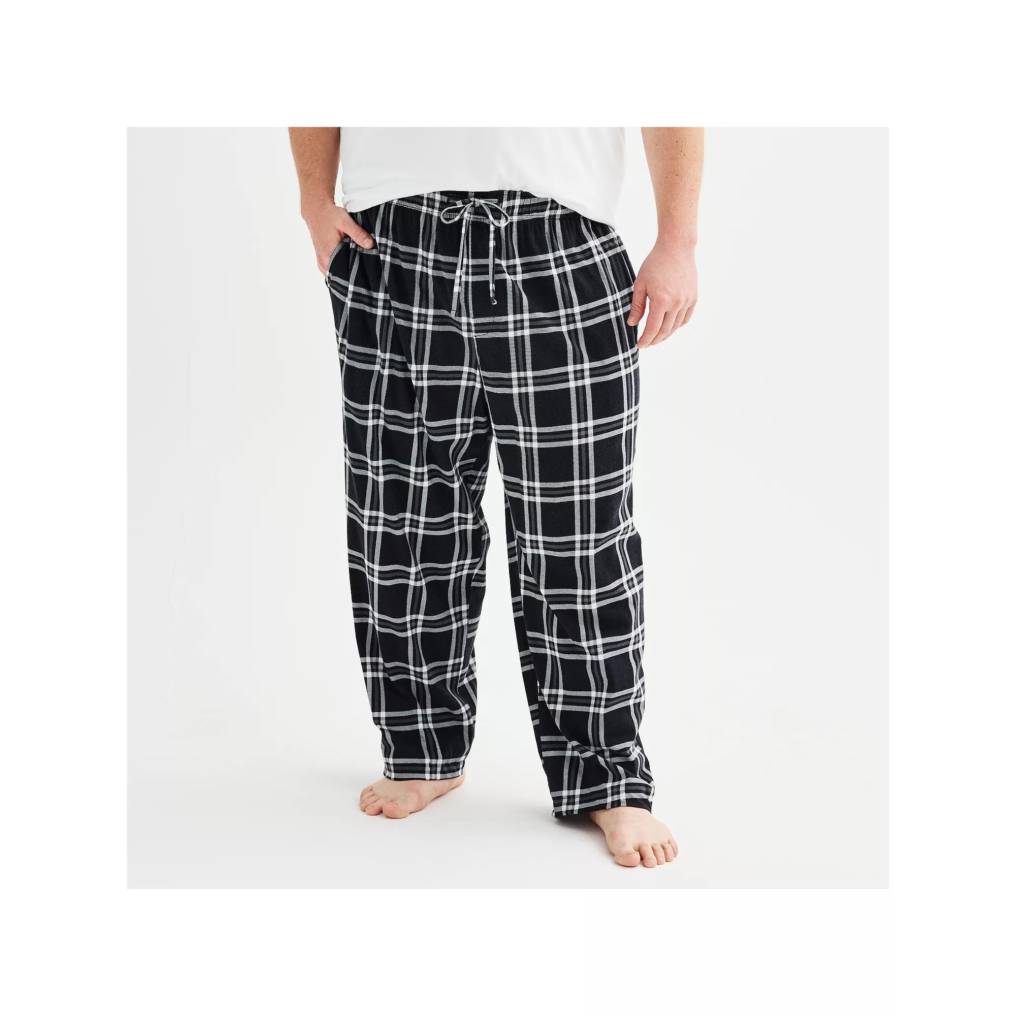 Big & Tall Sonoma Goods For Life® Essential Knit Pajama Pants, Men's, Size: 3XB, Plaid White Black Product Image