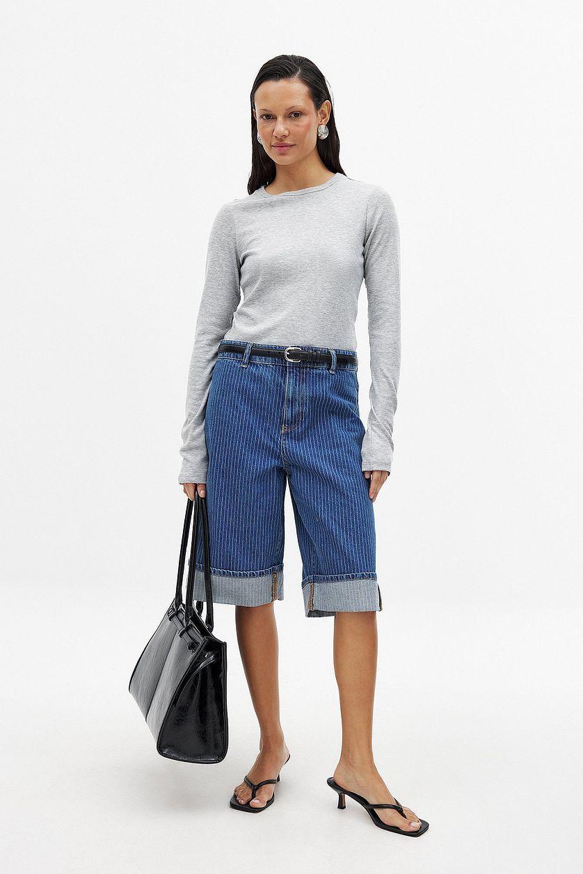 Round Neck Rib Long Sleeve Top Product Image