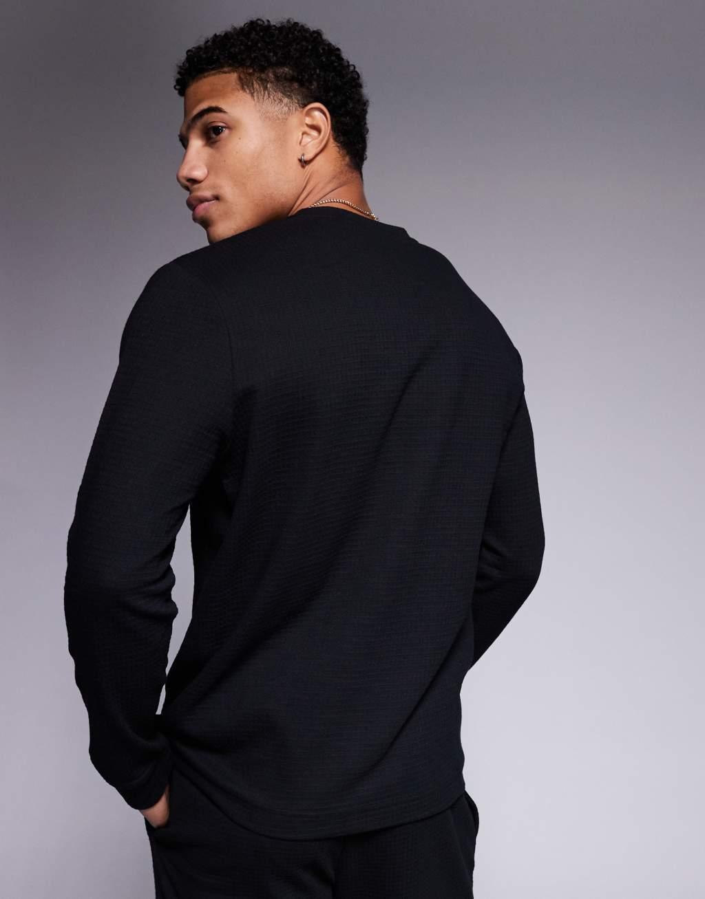 HUGO Bodywear Austin long sleeve top in black - part of a set Product Image