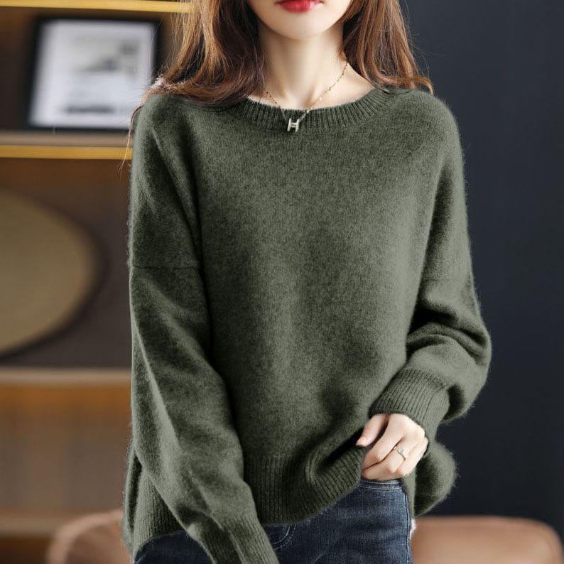 Crew Neck Plain Sweater Product Image