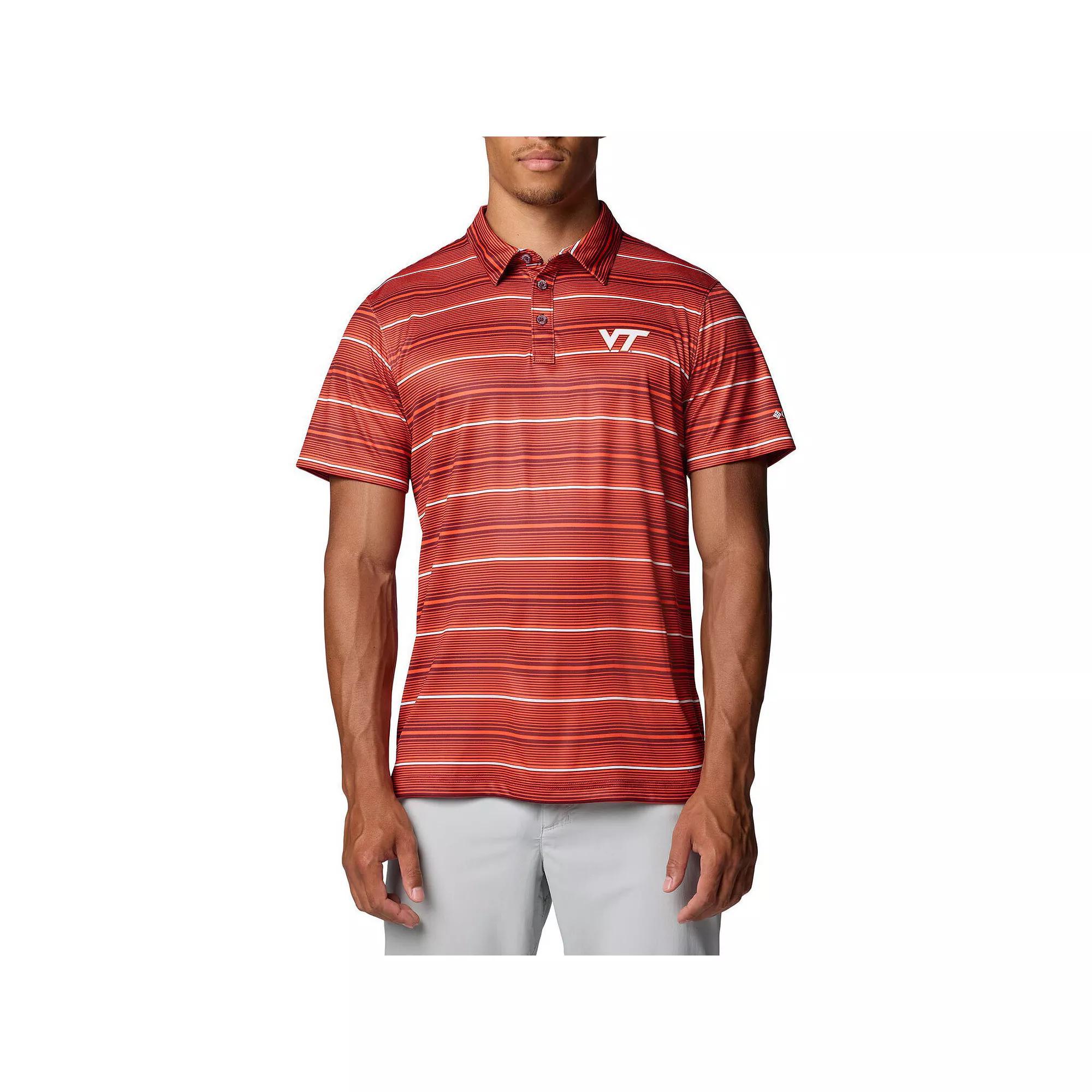 Men's Columbia Orange Virginia Tech Hokies PFG Super Terminal Tackle™ Omni-Shade™ Stripe Polo, Size: XXL Product Image
