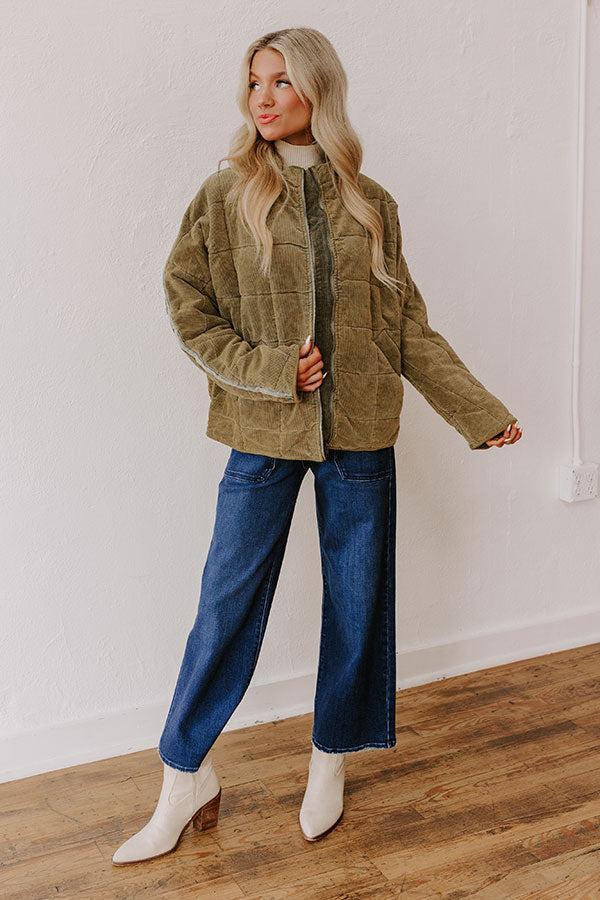 Cozy Moment Corduroy Jacket in Sage Product Image