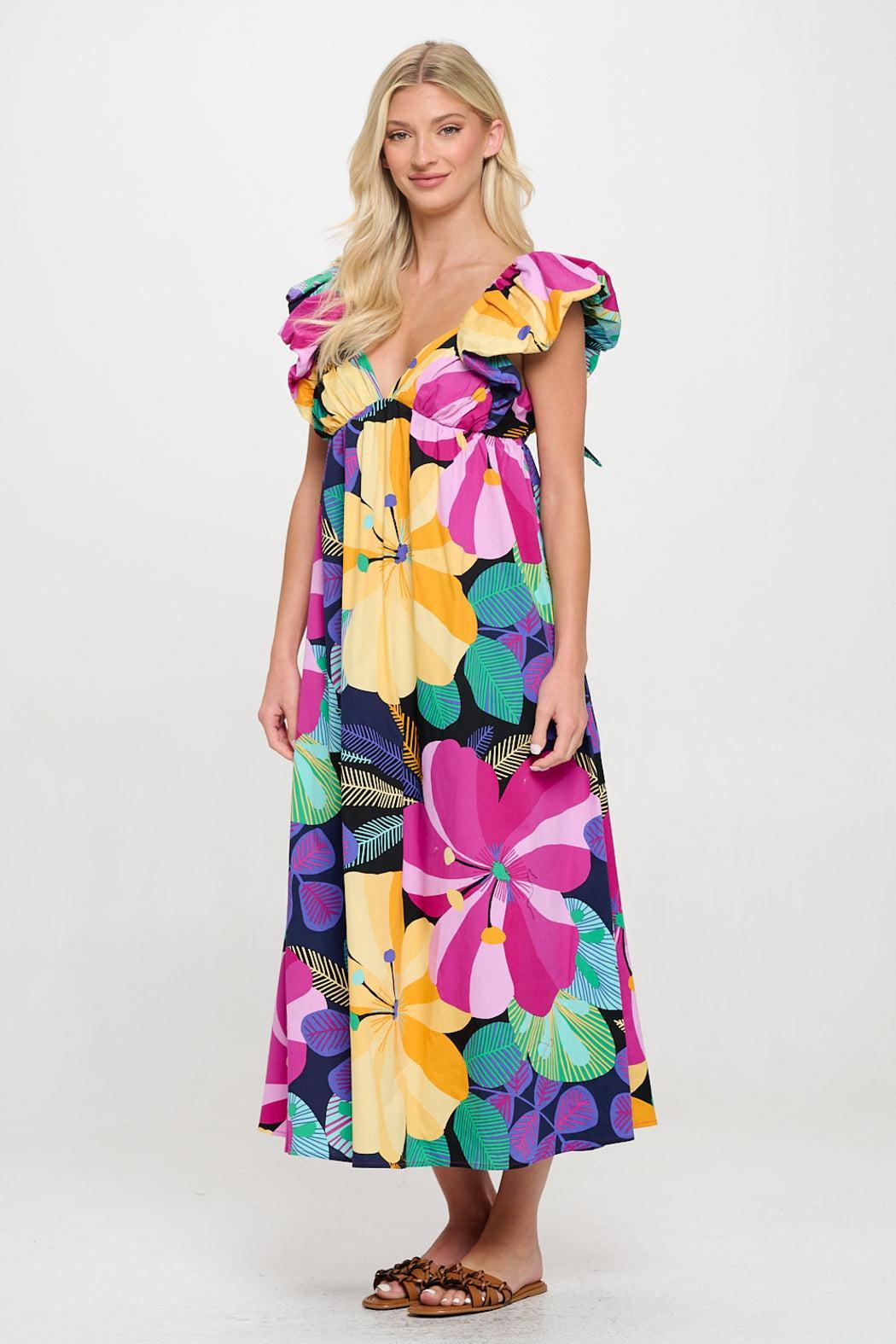 Big Multi Floral Lola Dress Product Image