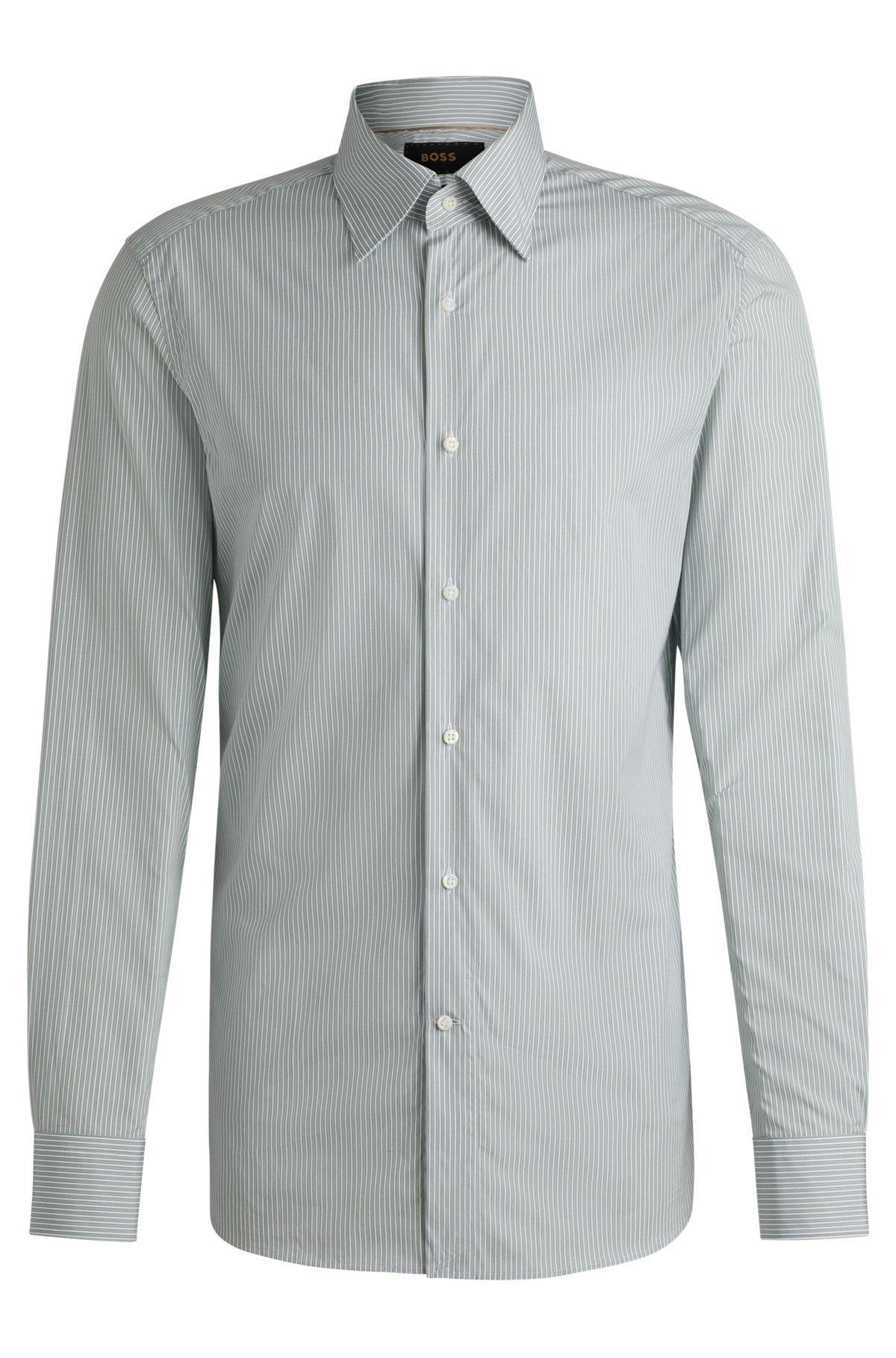 Slim-fit shirt in striped cotton Product Image