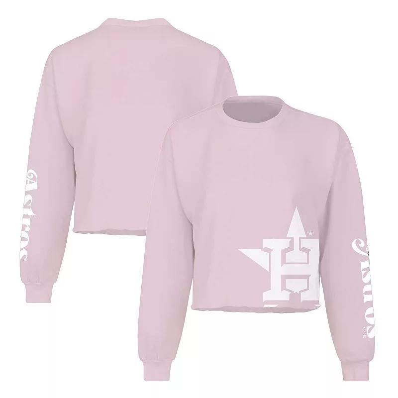 Fanatics Womens Pink Houston Astros Cropped Slouchy Long Sleeve T-Shirt Product Image