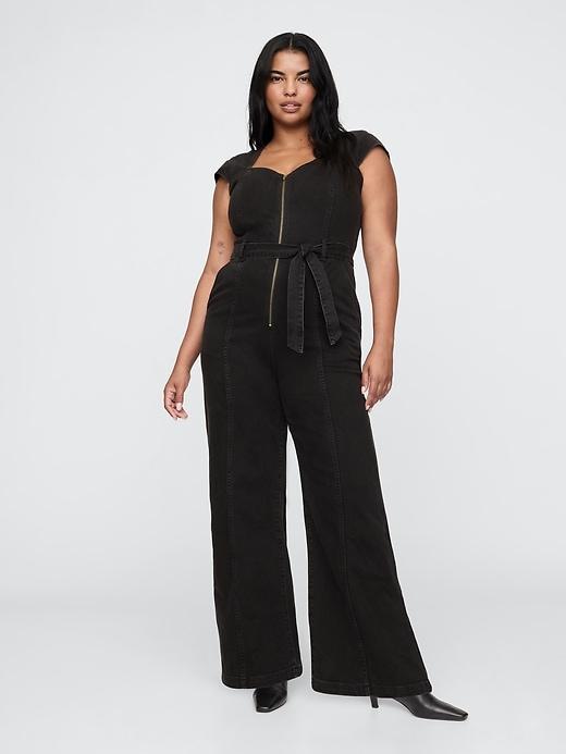 Belted Denim Jumpsuit Product Image