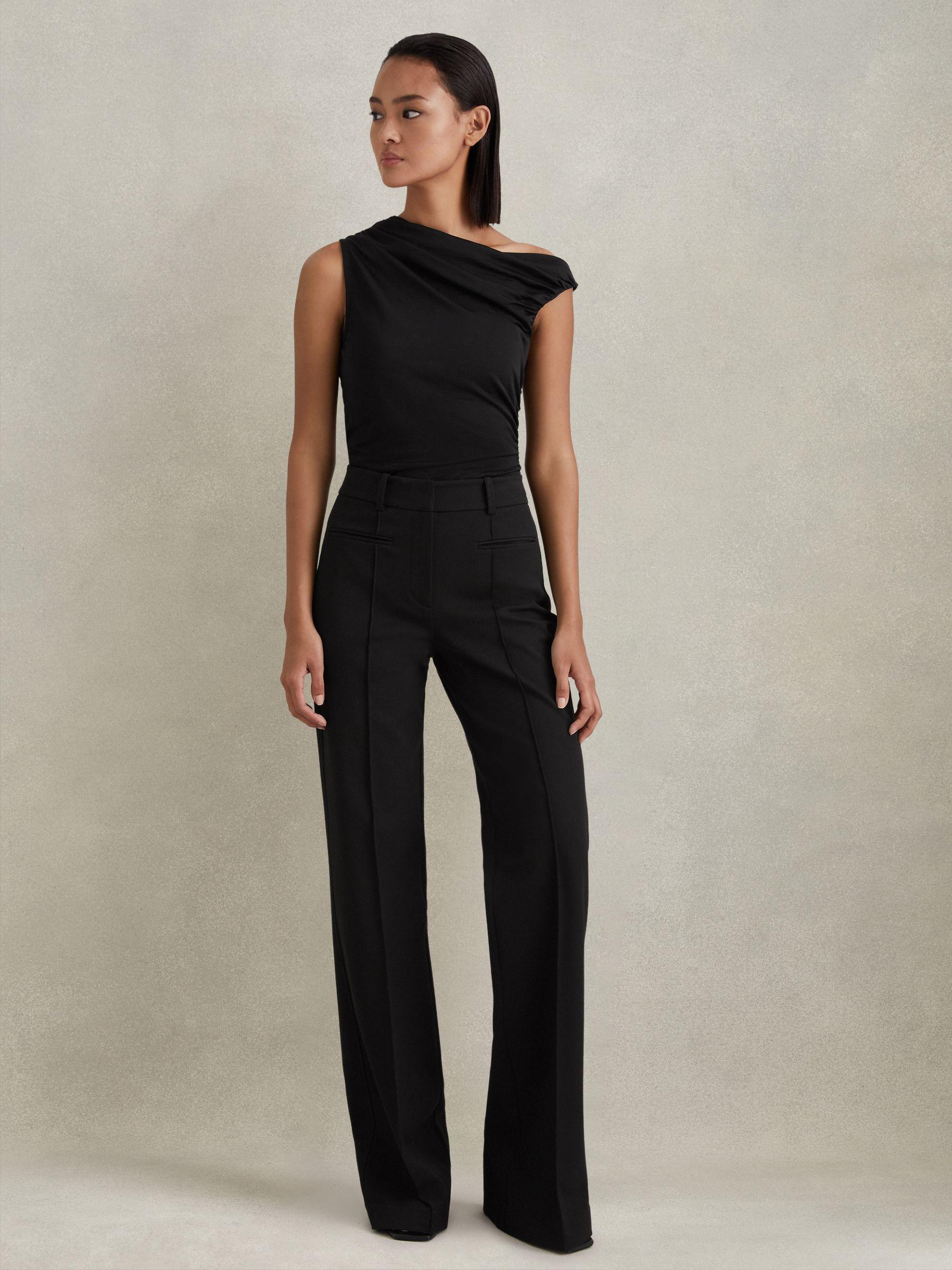 Ruched Off-The-Shoulder Top in Black Product Image