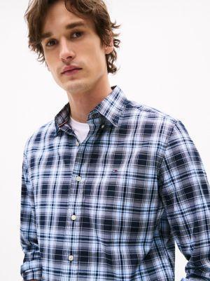 Regular Fit Plaid Stretch Poplin Shirt Product Image