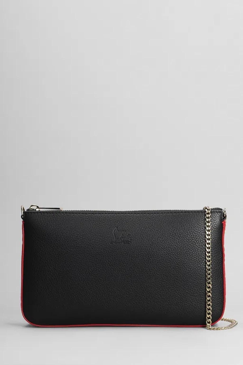 CHRISTIAN LOUBOUTIN Loubila Rubber-trimmed Textured-leather Shoulder Bag In Black Product Image