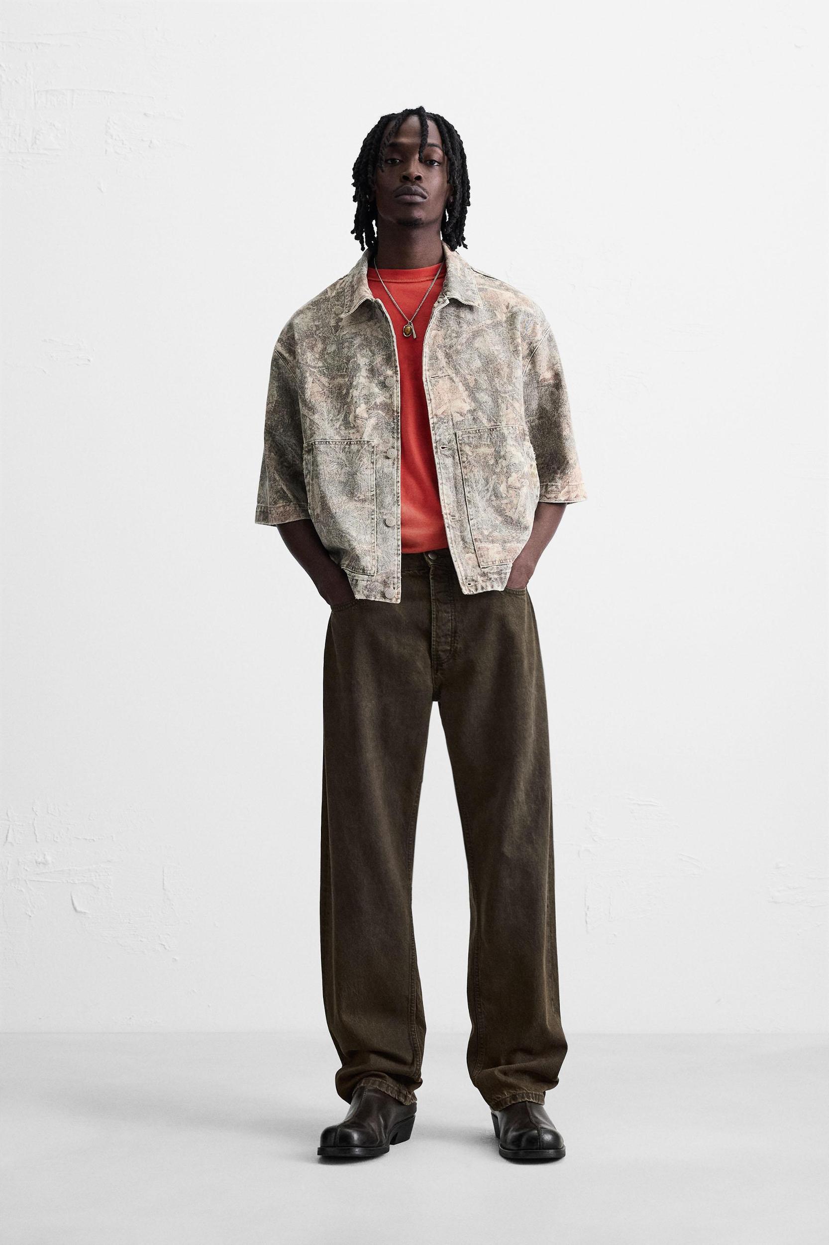 WASHED ABSTRACT PRINT OVERSHIRT Product Image