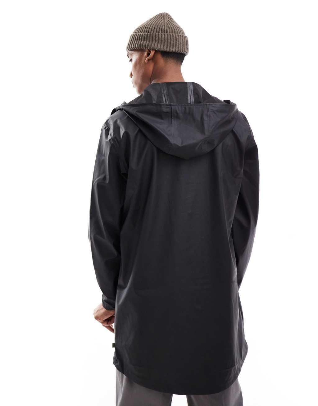 ONLY & SONS hooded rain jacket in black Product Image