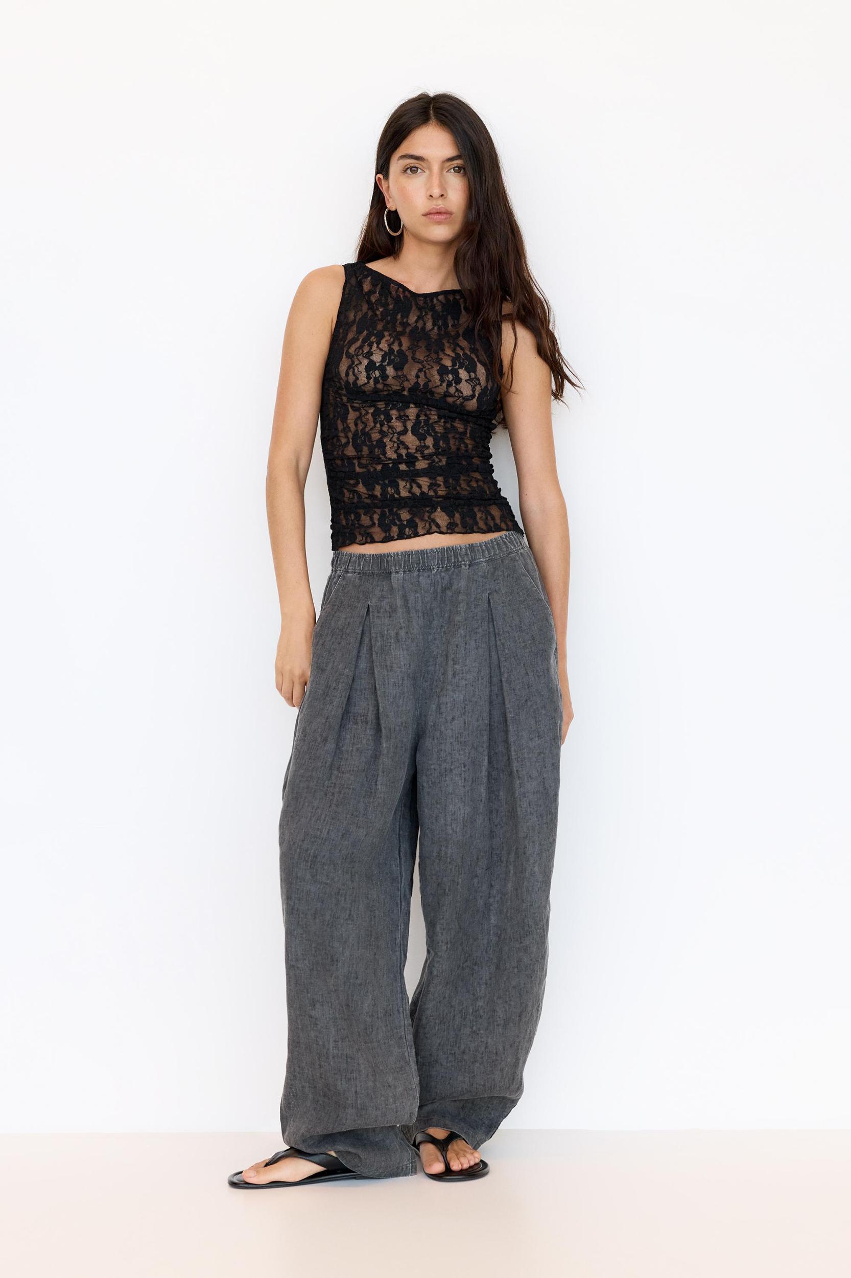 Lace top with gathered sides Product Image