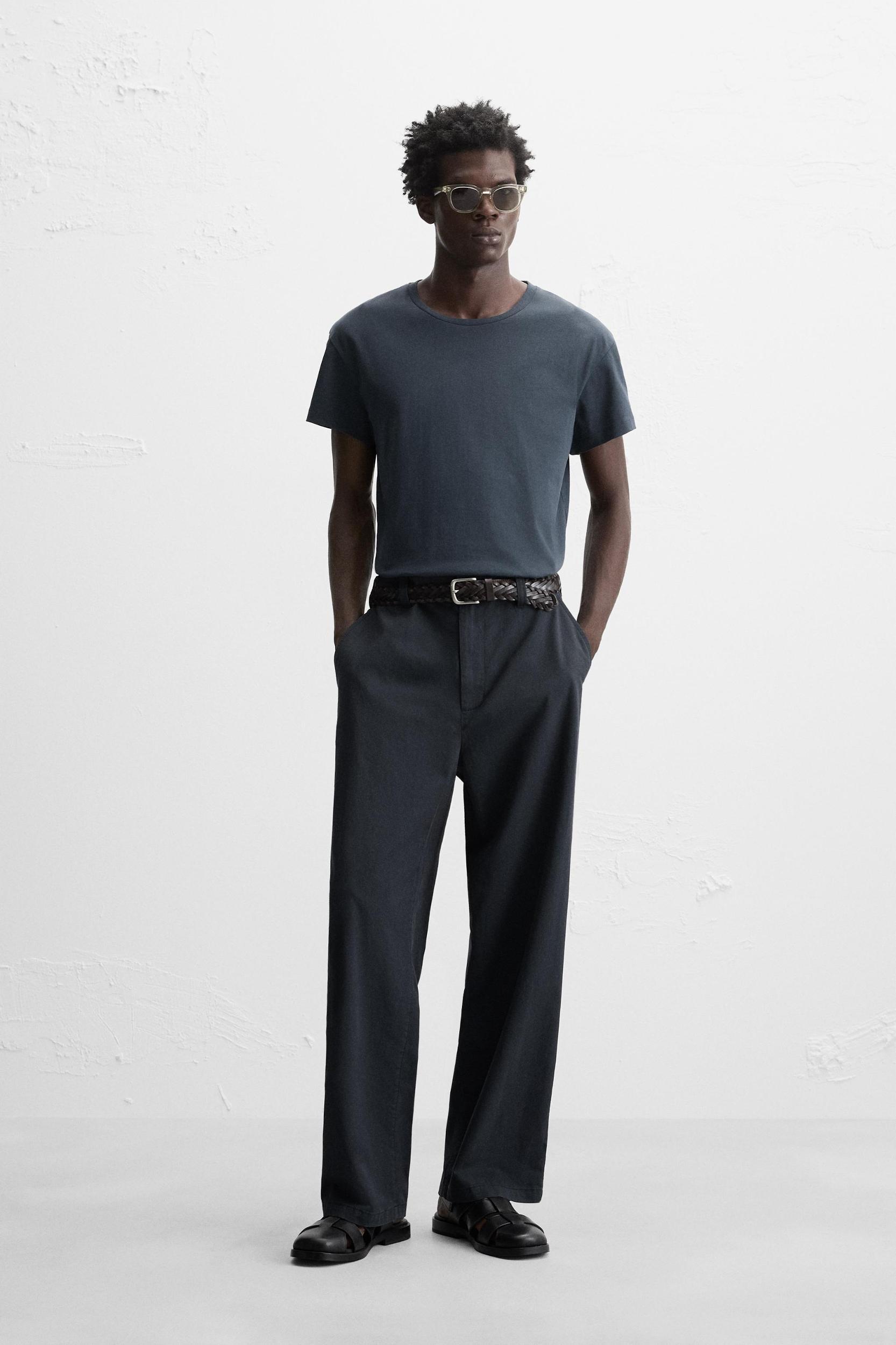 TEXTURED REGULAR FIT PANTS Product Image