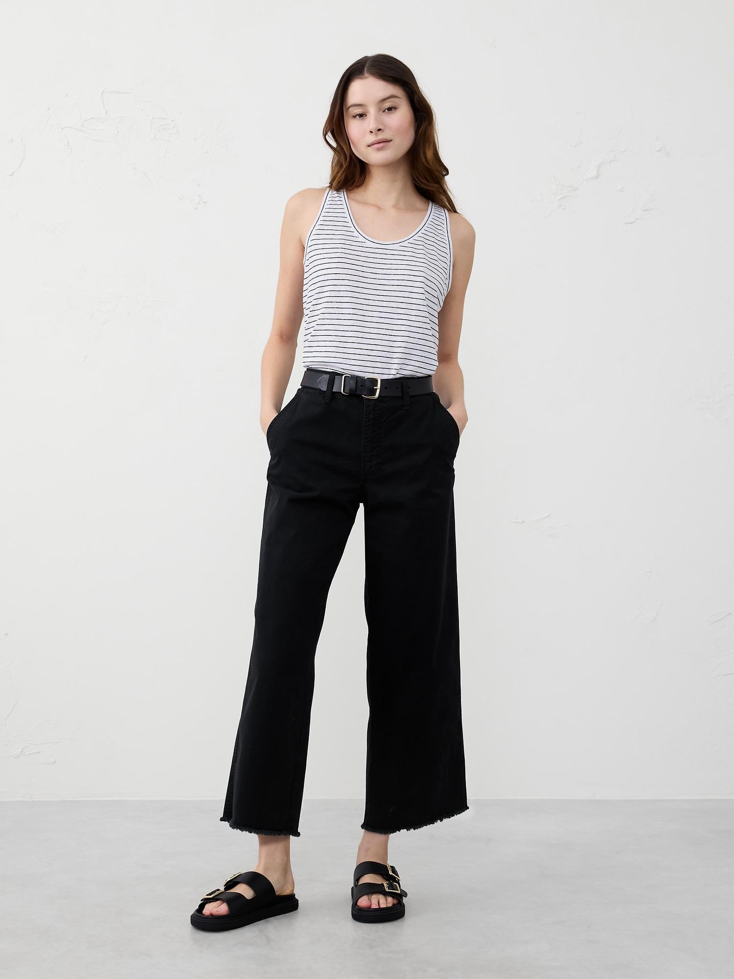 Wide-Leg High-Rise Cropped Chino Product Image