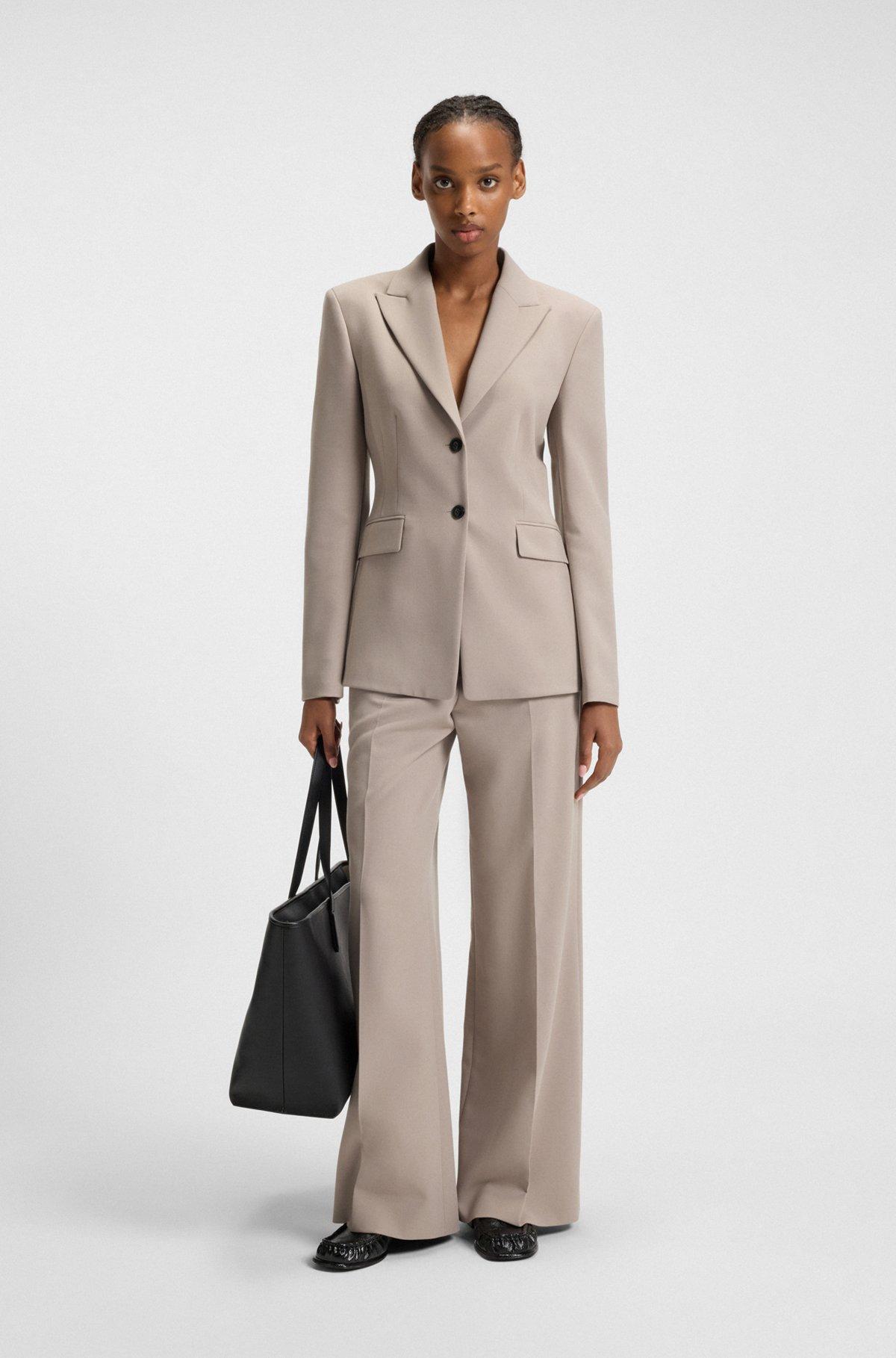 Regular-fit pants with wide leg in stretch fabric Product Image