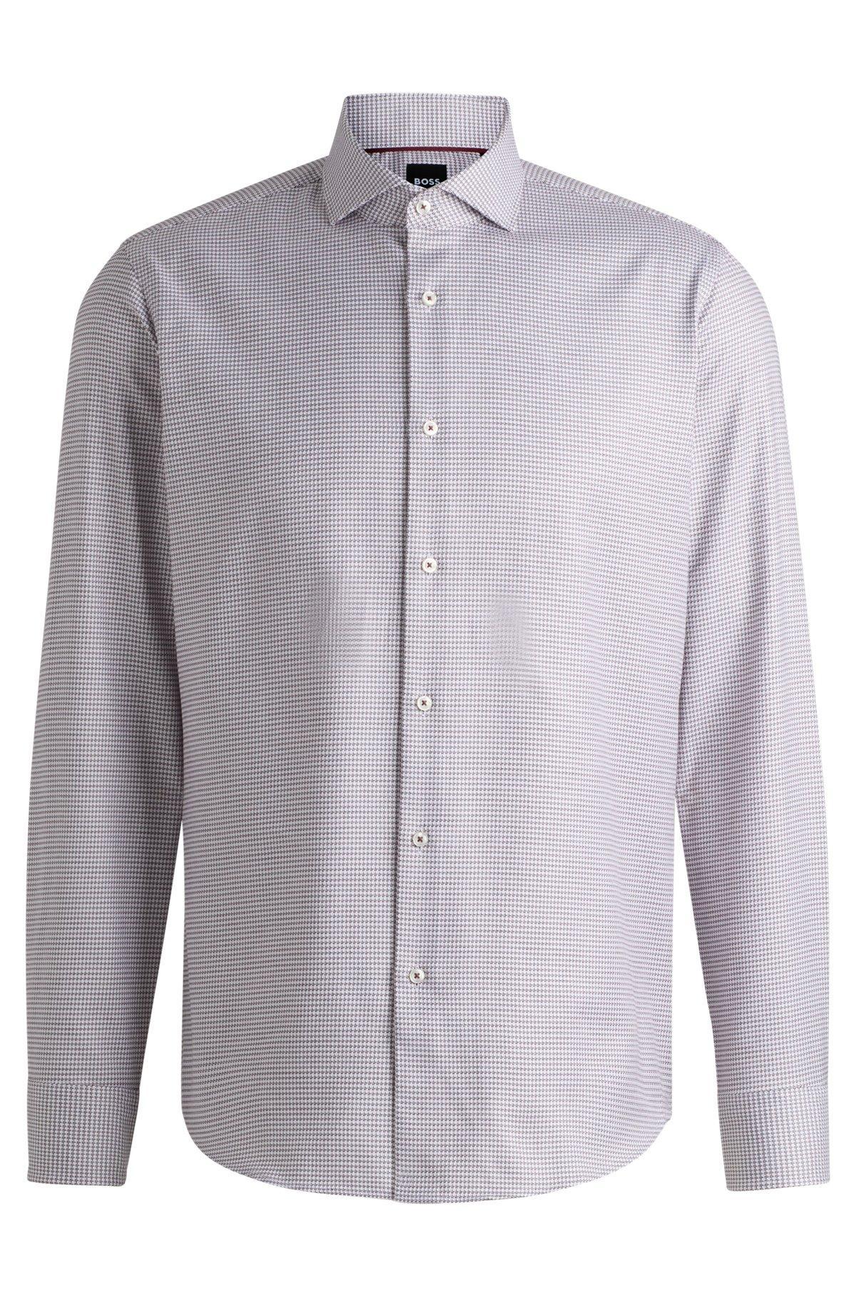 Regular-fit shirt in structured cotton twill Product Image