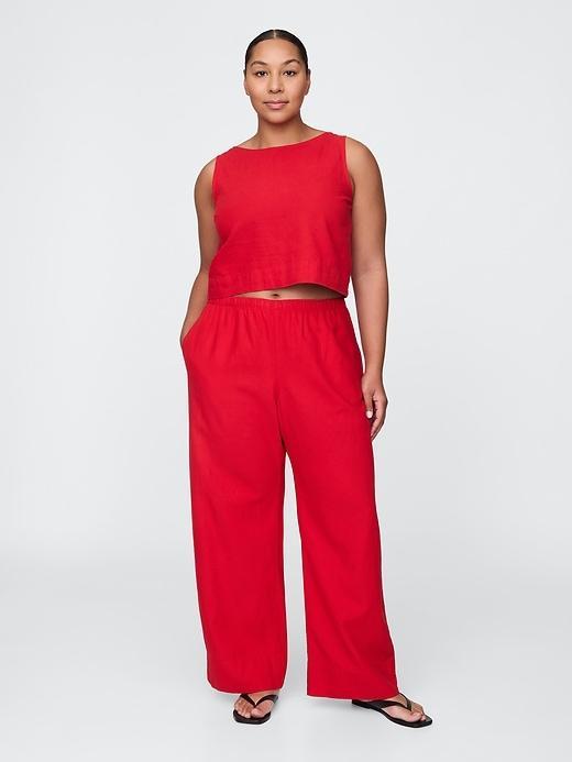 Linen-Blend Easy Wide-Hem Pants Product Image