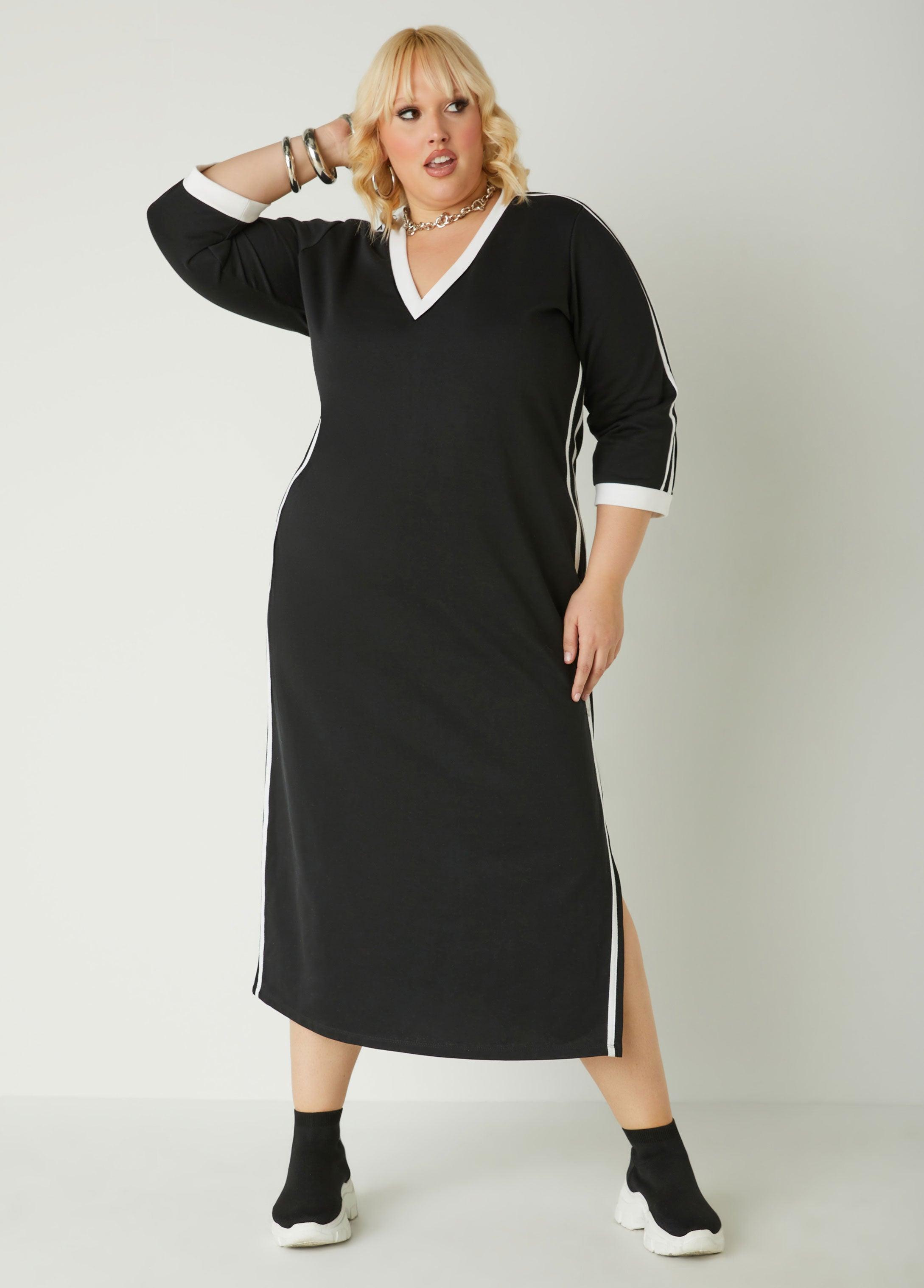 Plus Size Stripe French Terry Maxi Dress Ashley Stewart Product Image