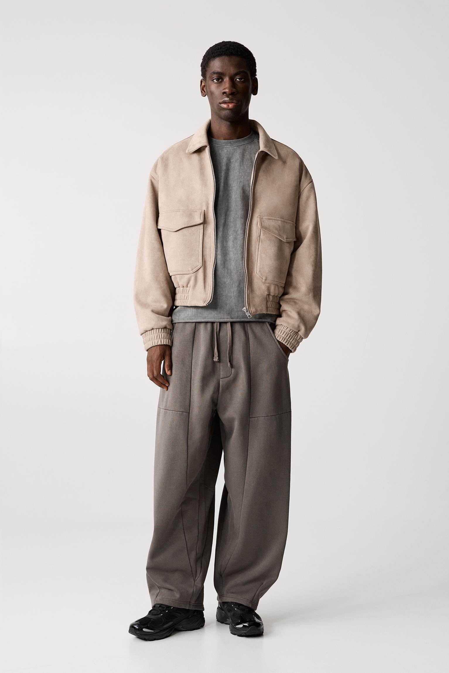 Cropped faux suede jacket Product Image