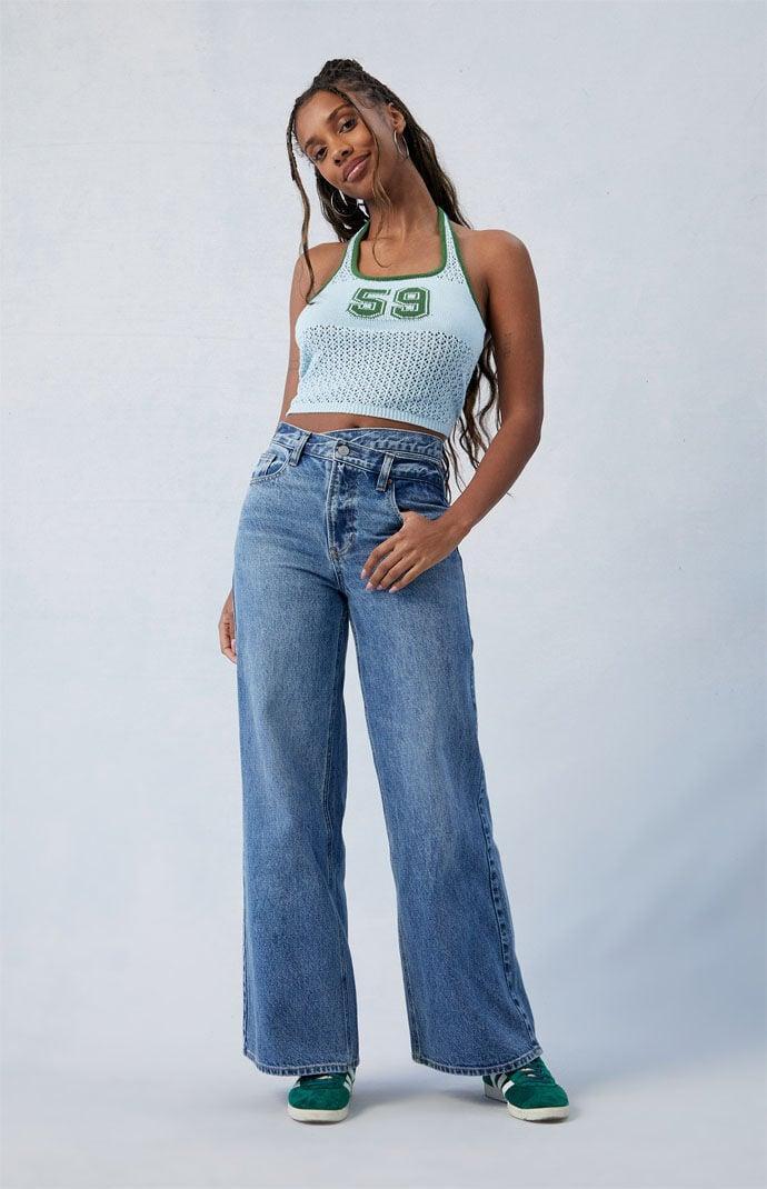 Women's Eco Asymmetrical Wide Leg Jeans - Product Image