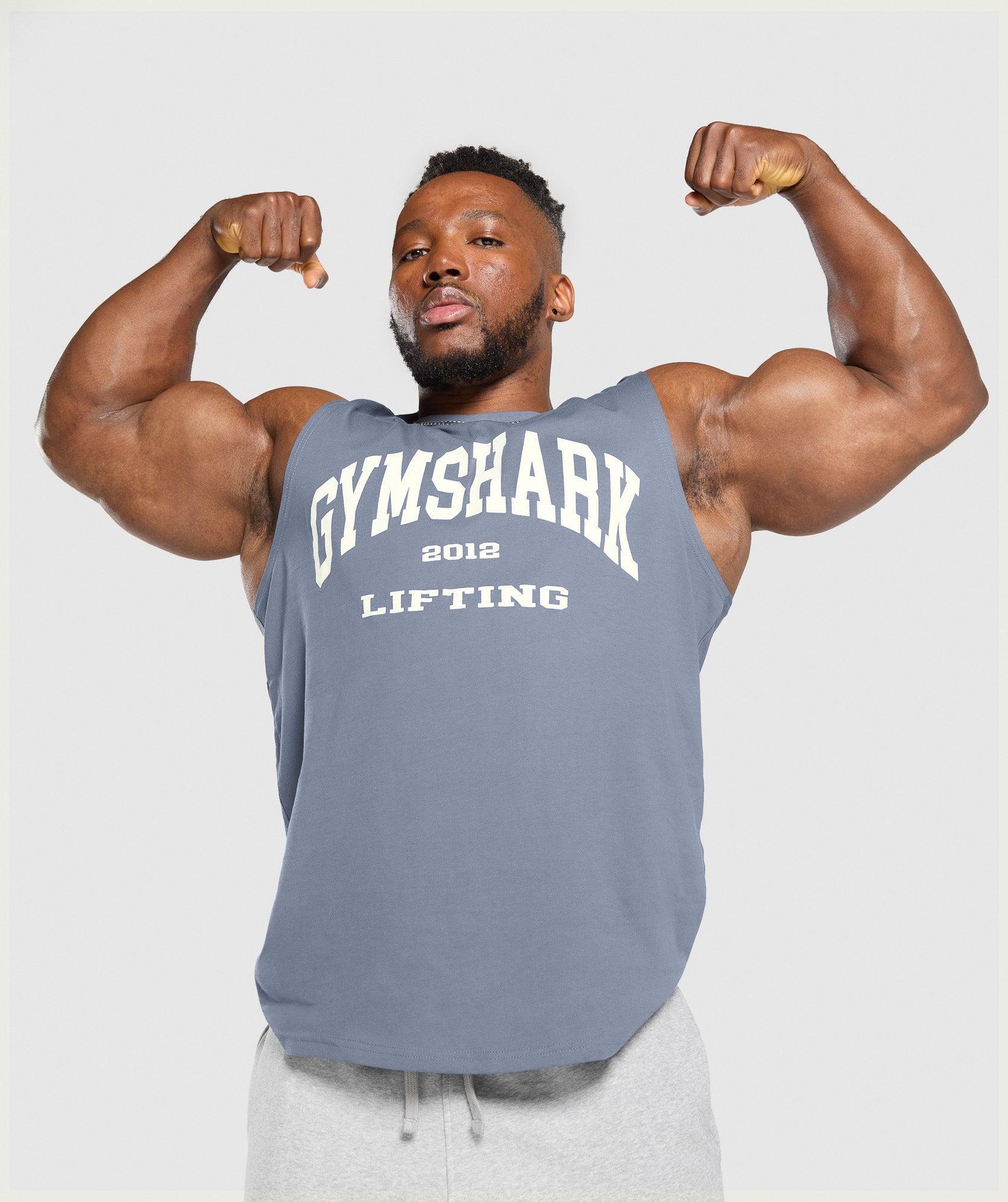 Gymshark 2012 Lifting Cut off Tank - Iron Blue Male Product Image