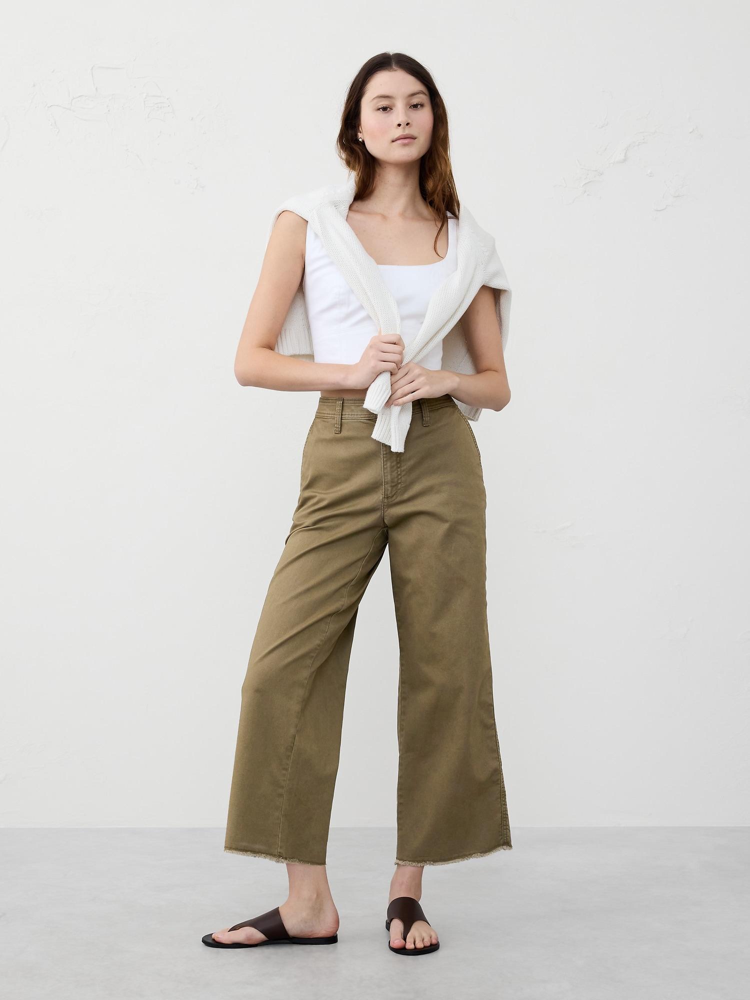 Wide-Leg High-Rise Cropped Chino Product Image