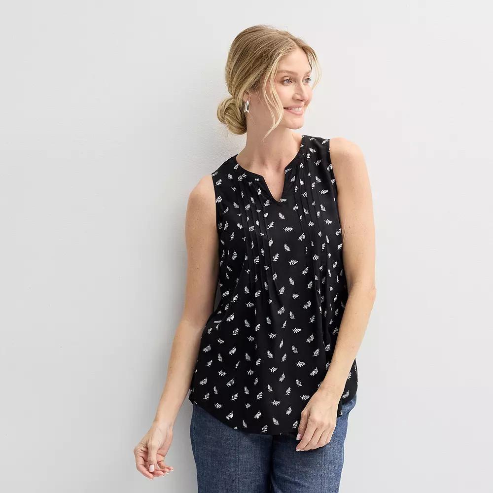 Petite Croft & Barrow® Pintuck Sleeveless Shell Top, Women's,  Product Image