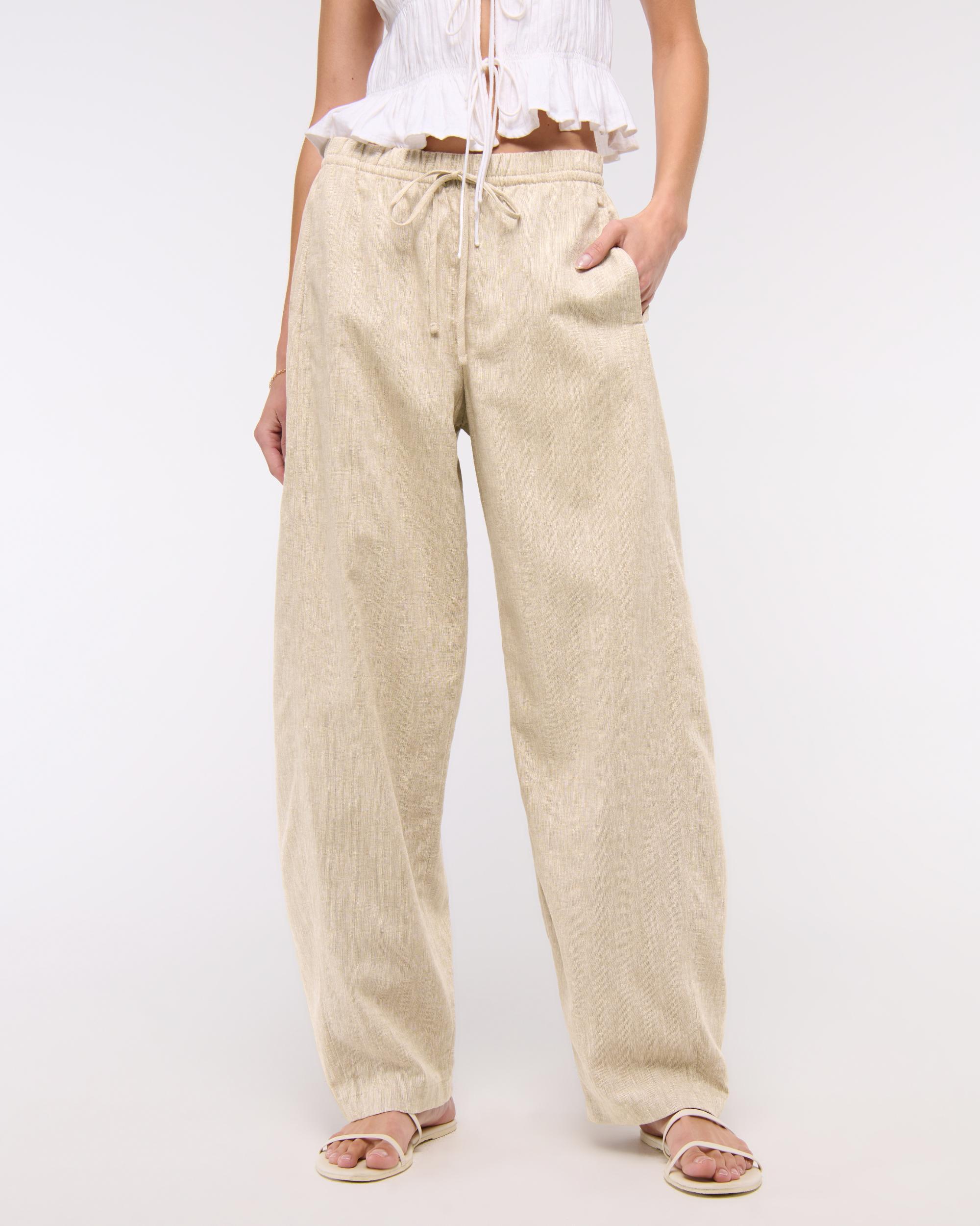 Linen-Blend Barrel Pull-On Pant Product Image