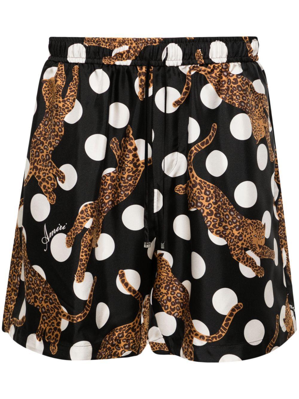 Leopard Polka Dot Shorts In Black Product Image