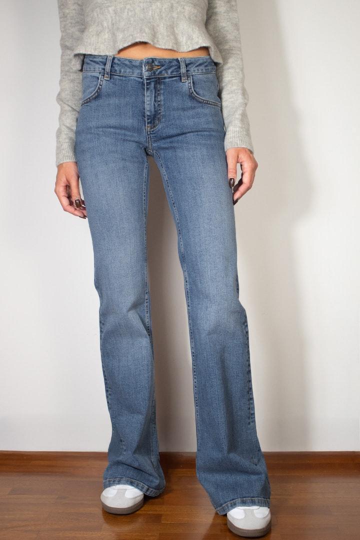 Flare jeans with studs and embroidery Product Image