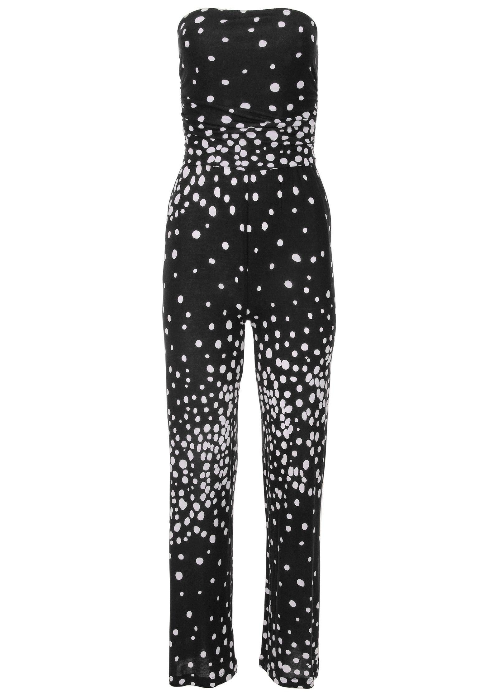Strapless Printed Jumpsuit - Black & White Product Image