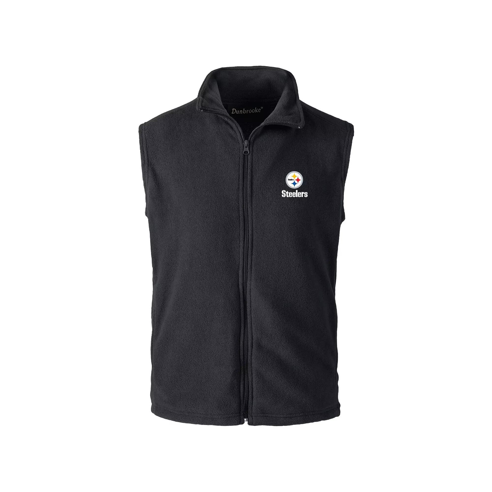 Men's Black Pittsburgh Steelers Houston Fleece Full-Zip Vest, Size: Small Product Image