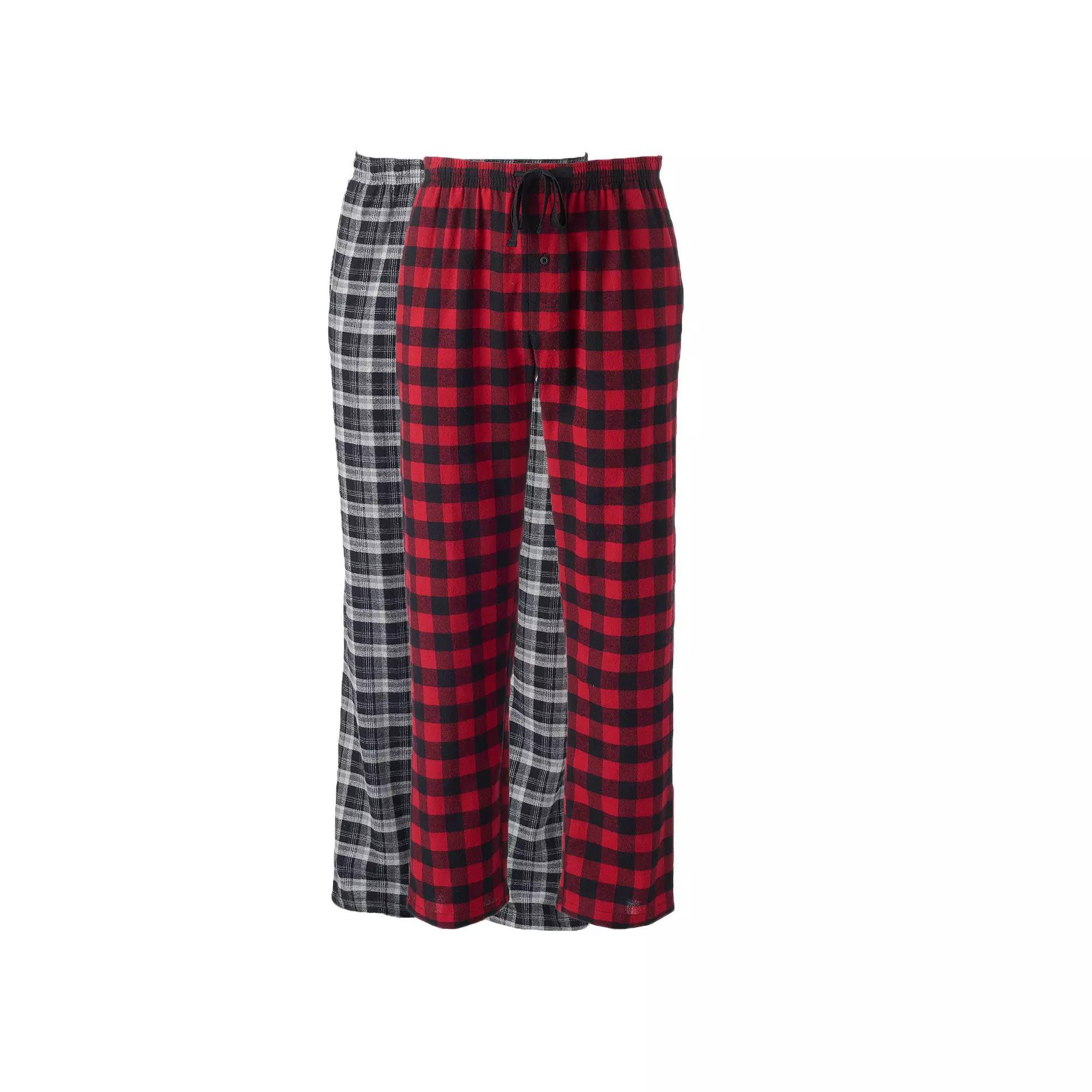 Big & Tall Hanes® 2 Pack Plaid Flannel Pajama Pants, Men's, Size: 3XLT, Red Black Plaid Product Image