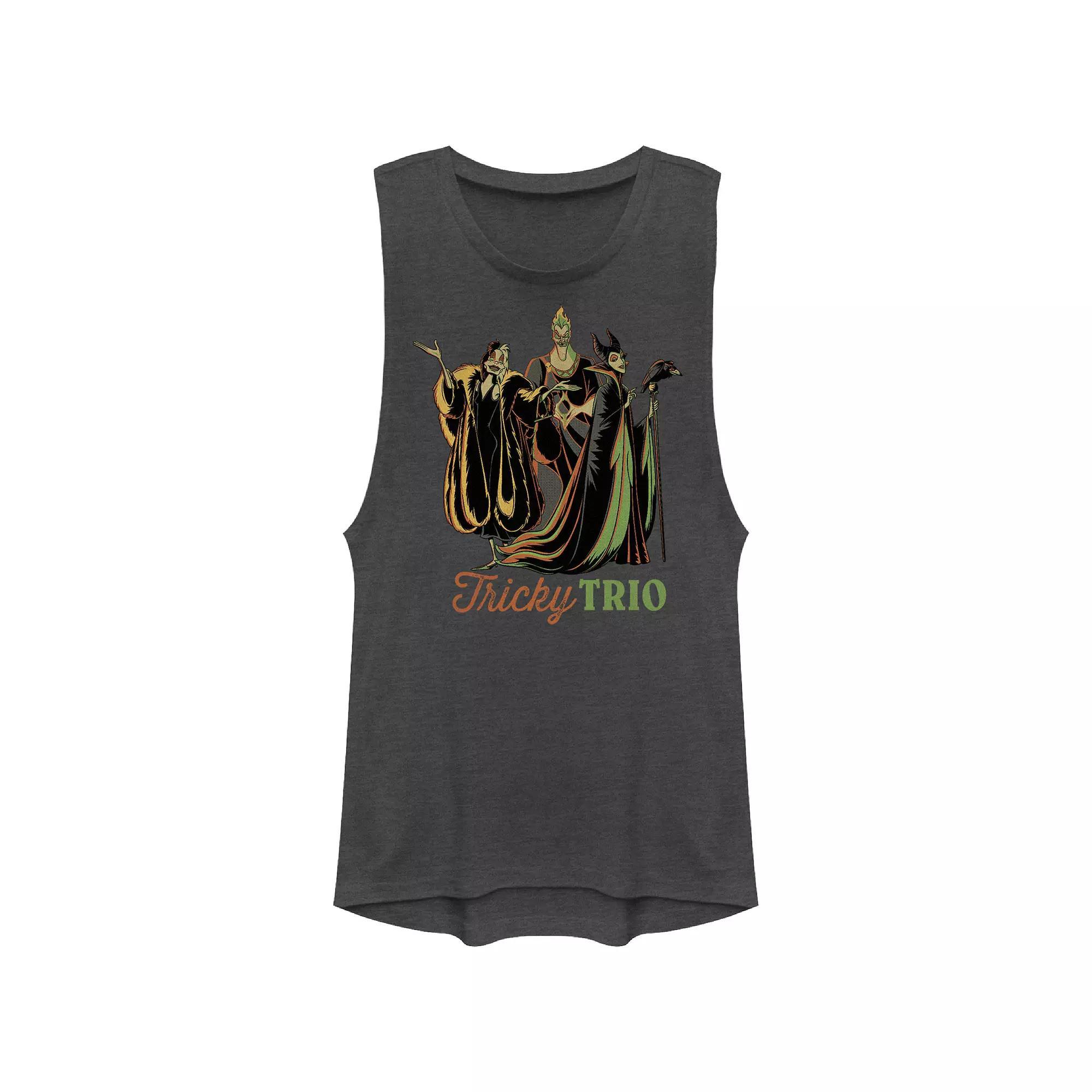 Disney Villains Tricky Trio Juniors' Graphic Tank Top, Girl's, Size: Medium, Grey Product Image