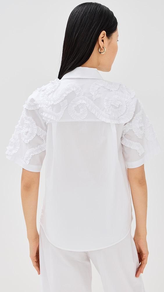 MEIMEIJ Short Sleeve Button Down with Ruffle Details | Shopbop Product Image