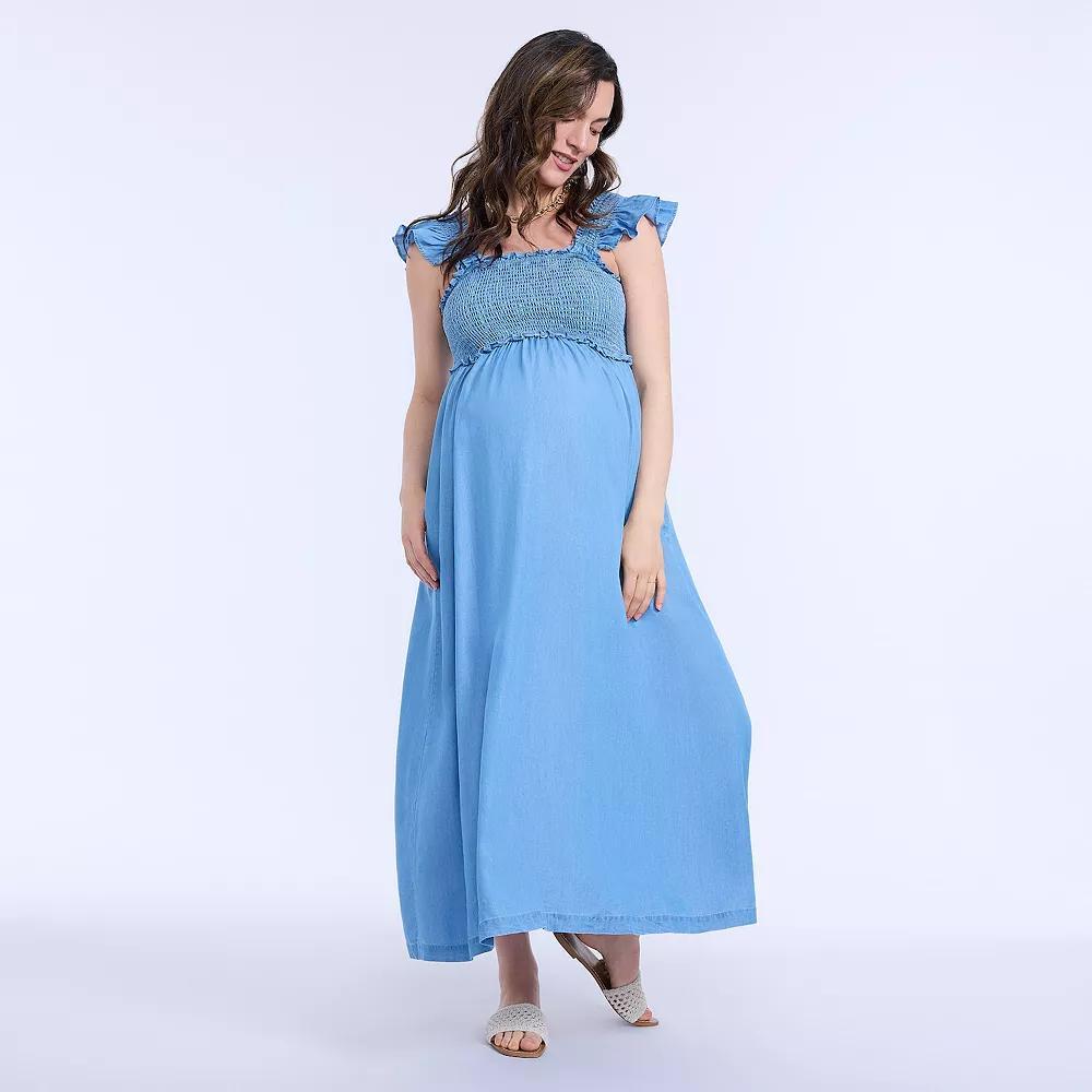 Maternity Motherhood® Sleeveless Ruffle Shoulder Smocked Dress, Women's,  Product Image
