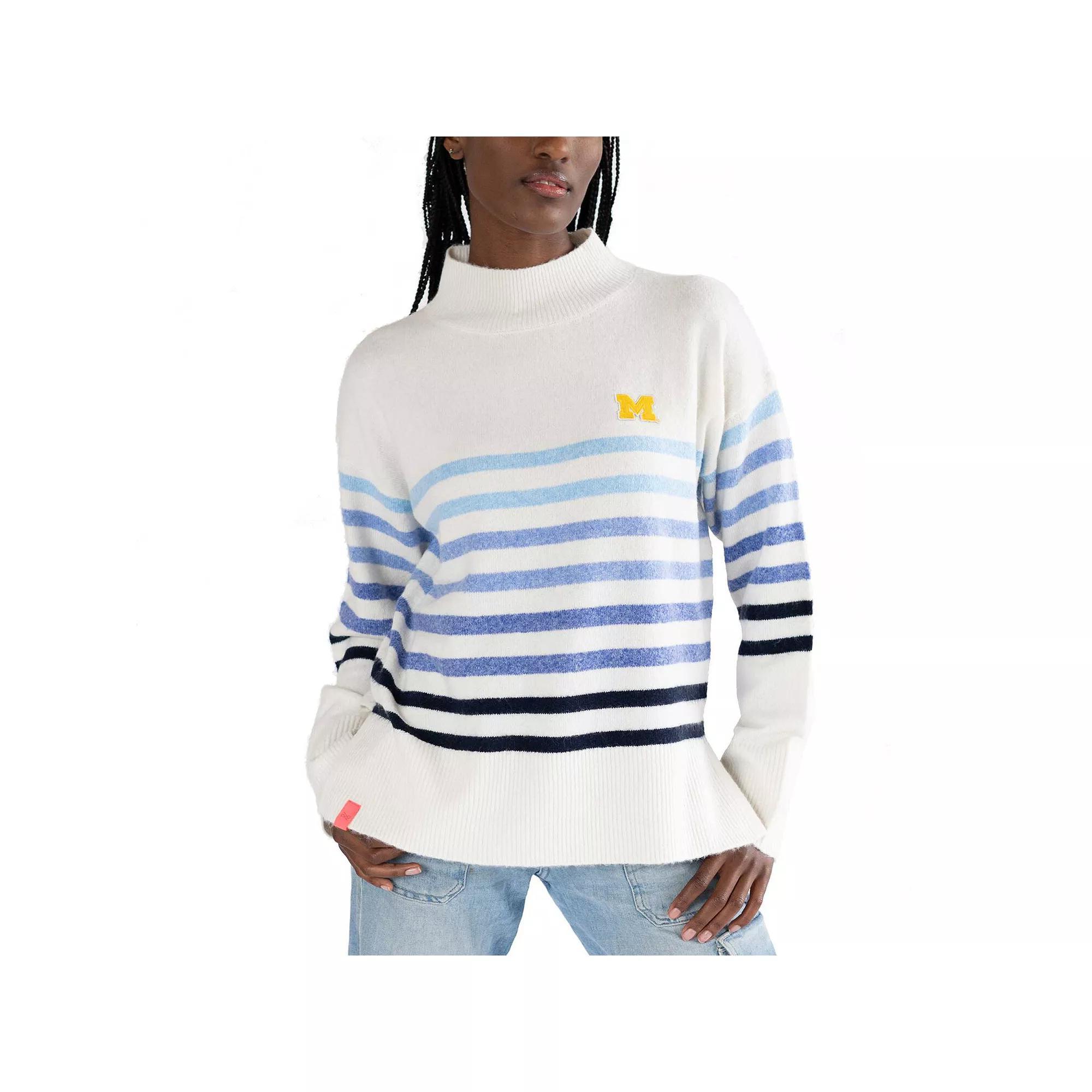 Women's Lusso White Michigan Wolverines Simone Striple Mock Neck Over Product Image